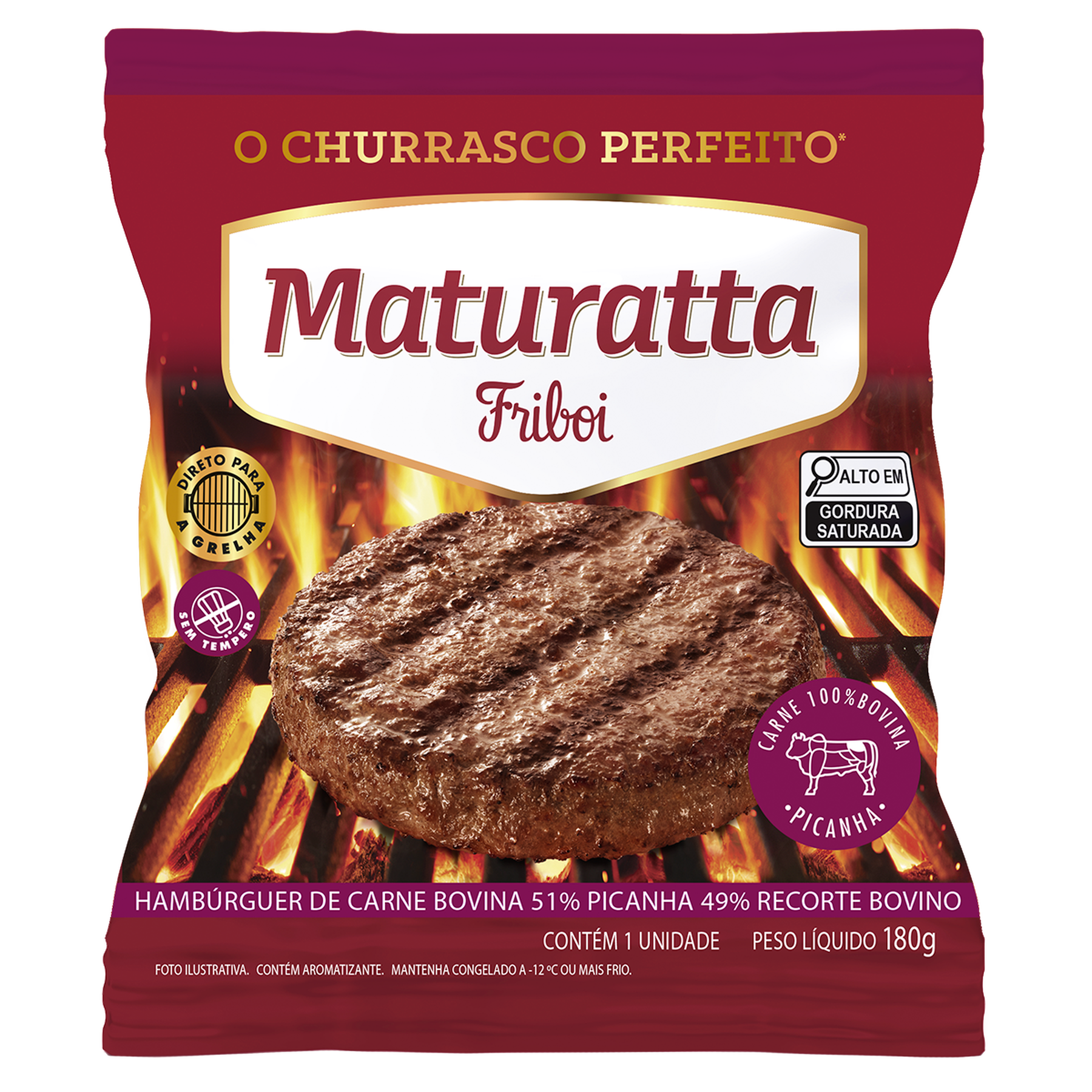 Hambúrguer Bovino 51% Picanha Maturatta Friboi Pacote 180g