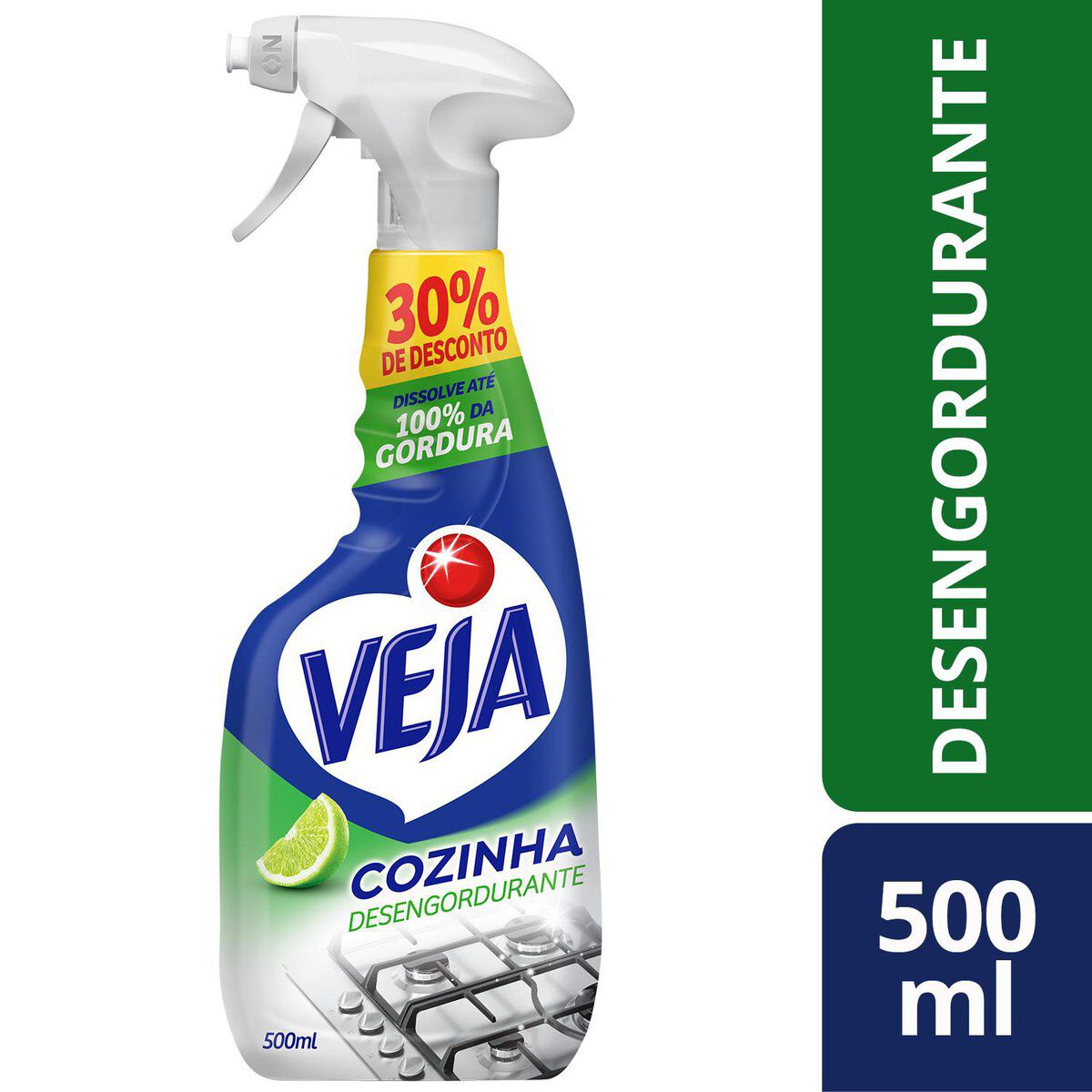 Limpador Desengordurante Cozinha Lim&atilde;o Veja Frasco 500ml Borrifador Gr&aacute;tis 30% de Desconto