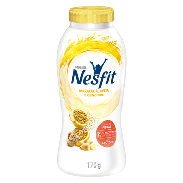 Iogurte Desnatado Maracujá, Aveia e Gengibre Zero Lactose Nestlé Nesfit Frasco 170g 