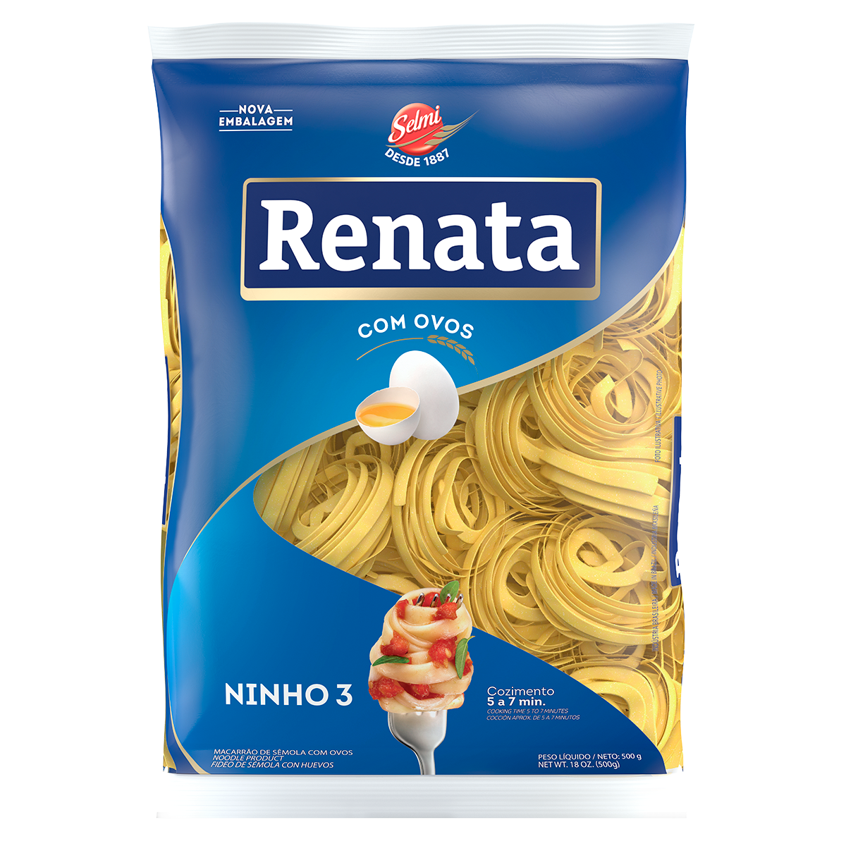 Macarr&atilde;o de S&ecirc;mola com Ovos Ninho 3 Renata Pacote 500g