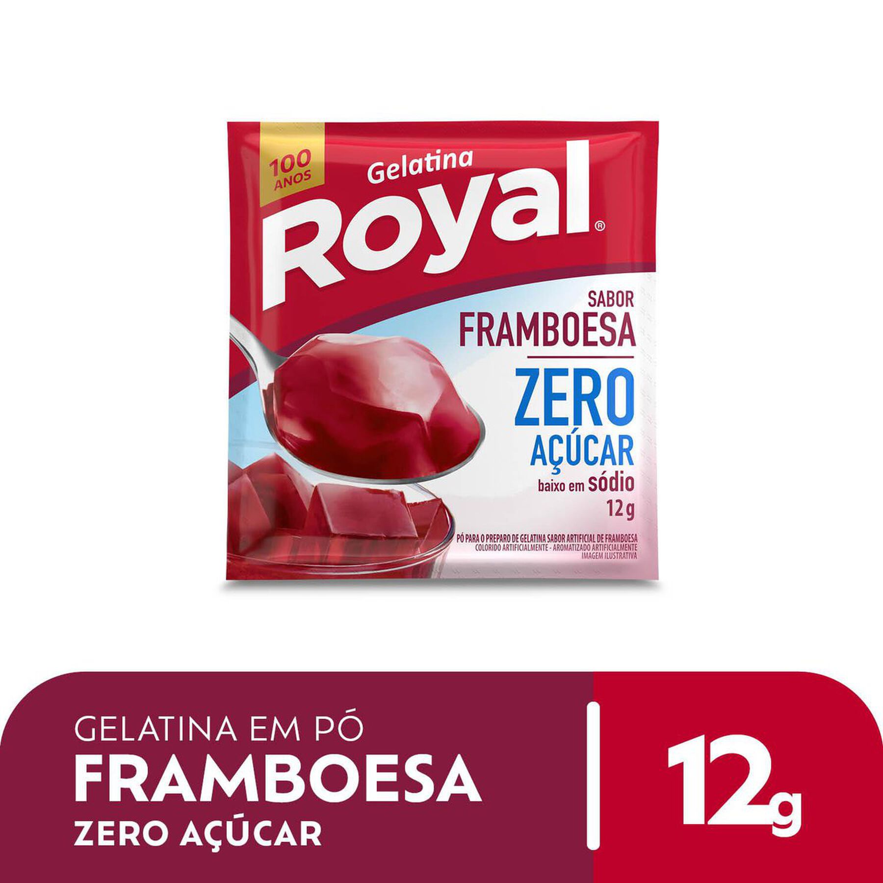 Gelatina em Pó Framboesa Zero Açúcar Royal Pacote 12g