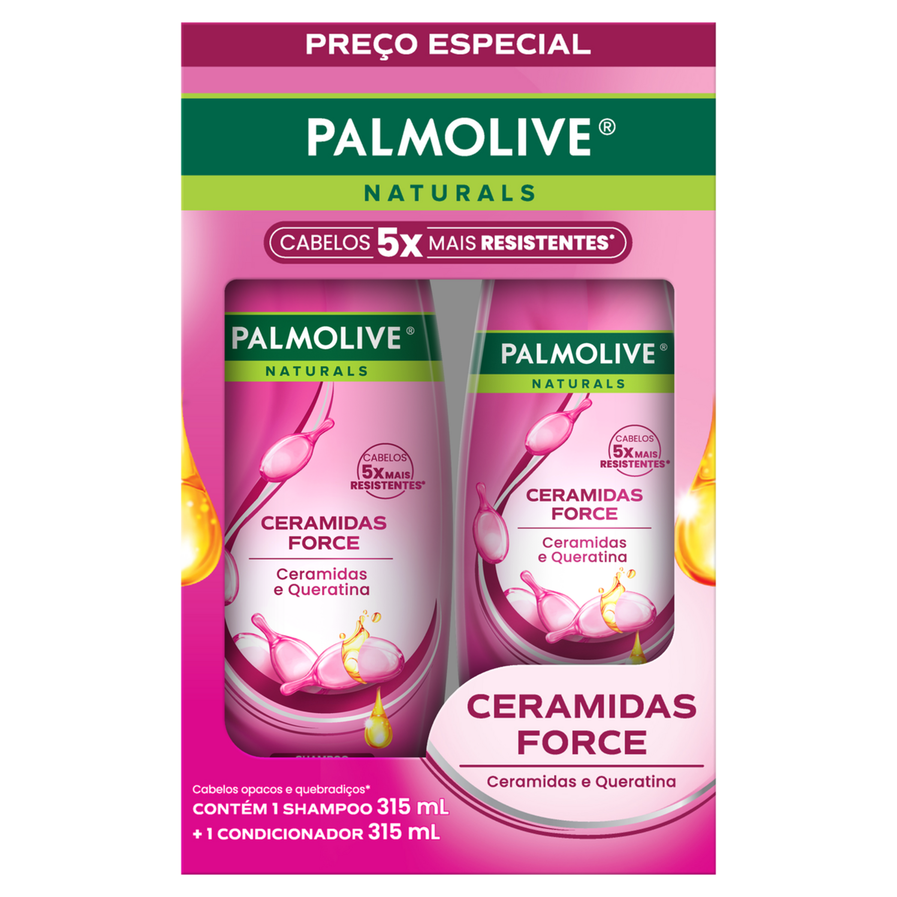 Kit Shampoo + Condicionador Ceramidas Force Palmolive Frasco 315ml Cada