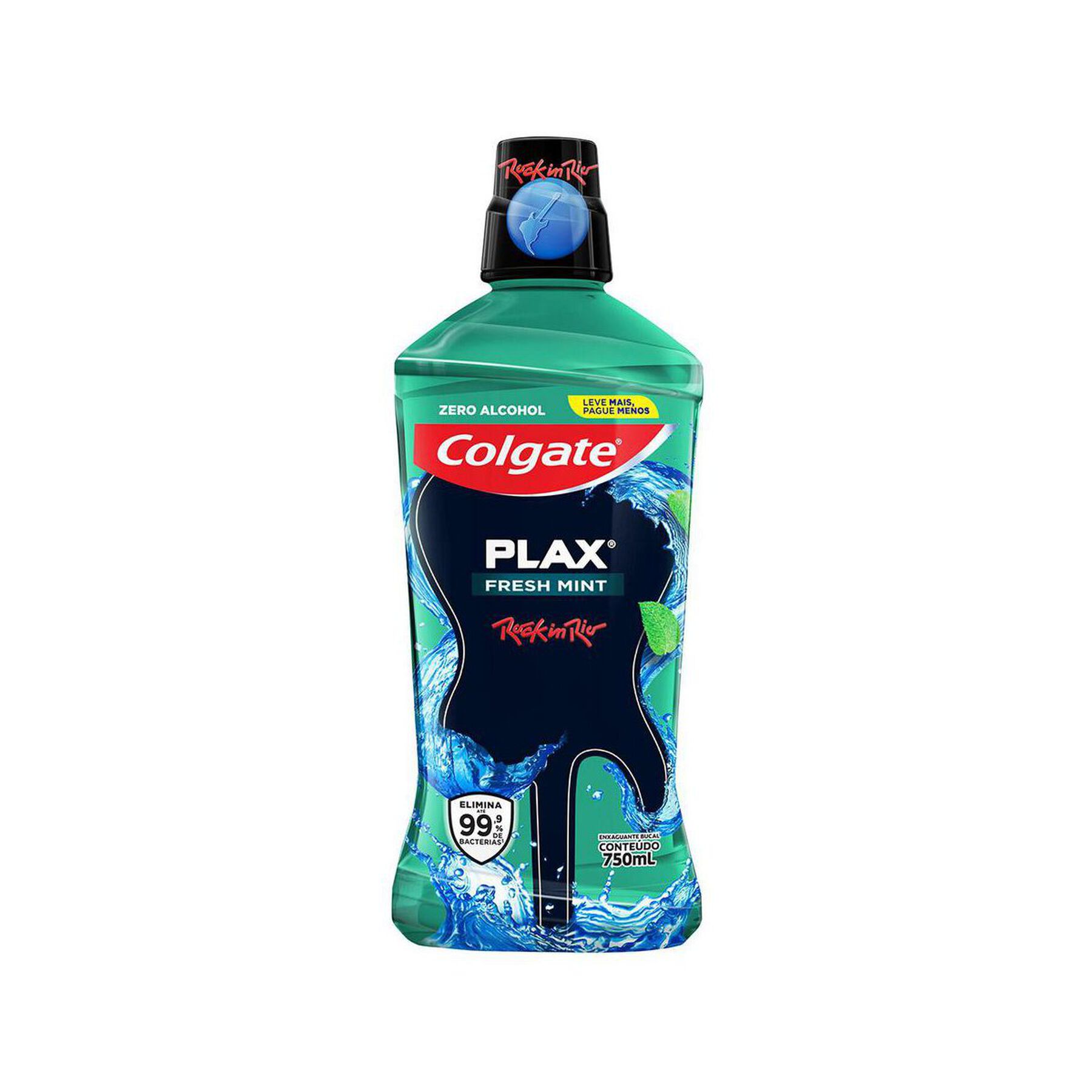 Enxaguante Bucal Antiss&eacute;ptico Zero &Aacute;lcool Fresh Mint Plax Colgate Frasco 750ml - Embalagem Leve 750ml Pague 500ml&nbsp;