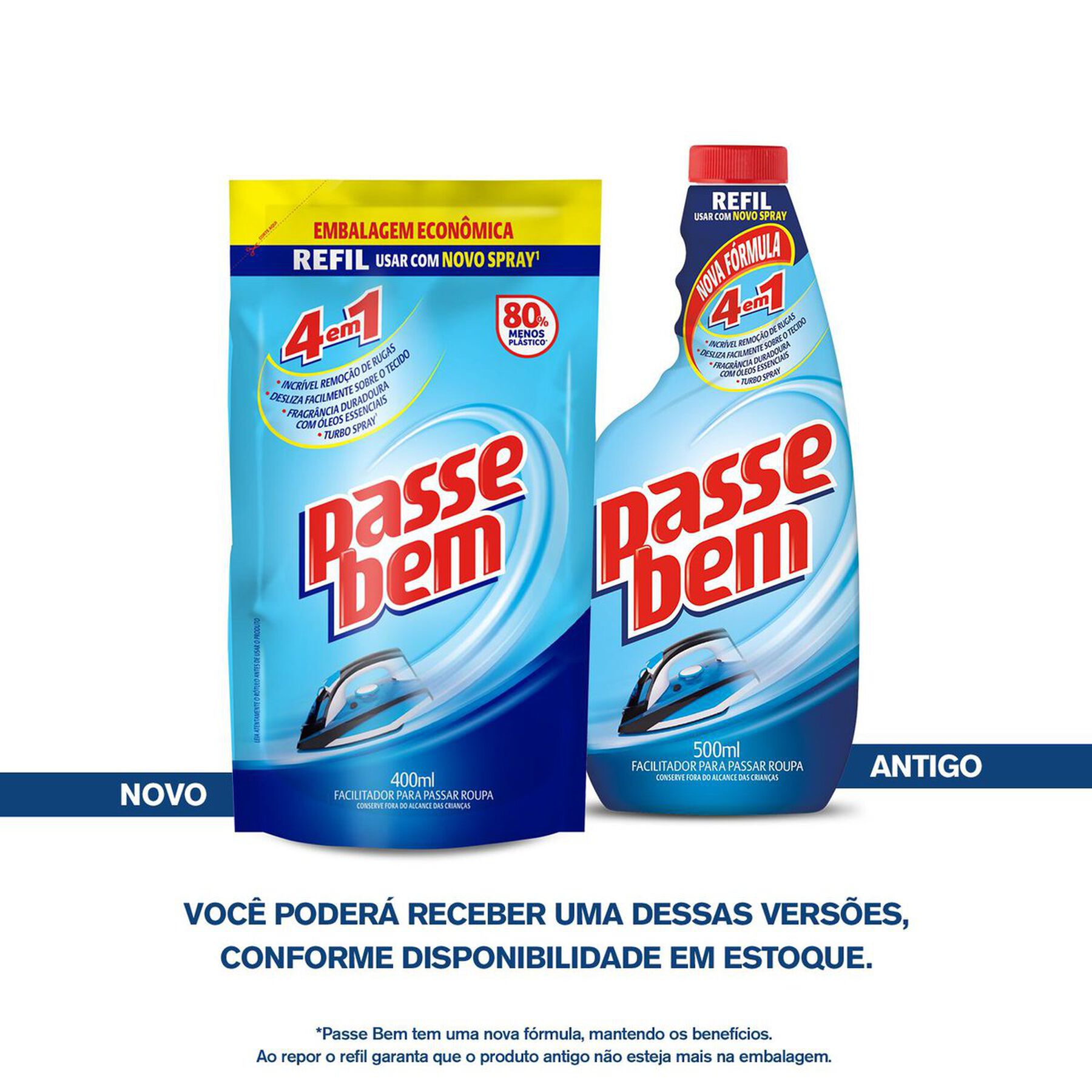 Facilitador de Passar Roupas Líquido Passe Bem Sachê 400ml - Refil Embalagem Econômica