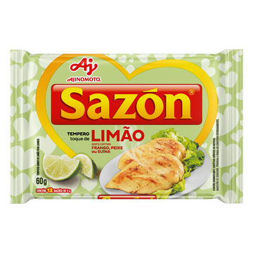 Tempero para Carnes Toque de Limão Sazón Pacote 60g 12 Unidades