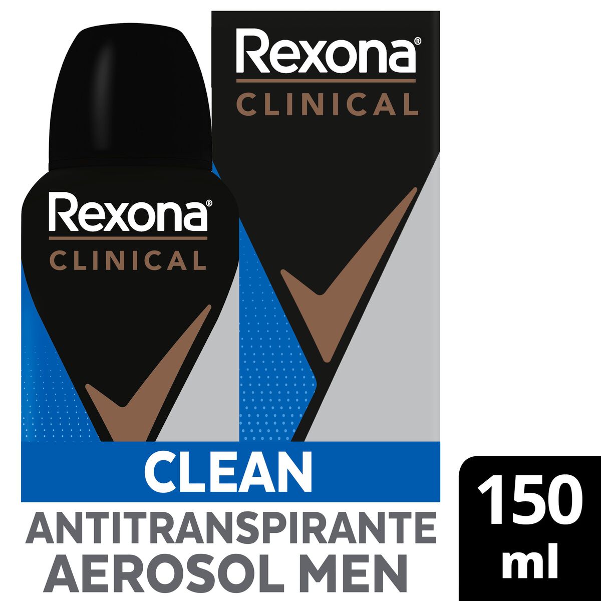 Antitranspirante Aerossol Clean Rexona Clinical Men 150ml&nbsp;