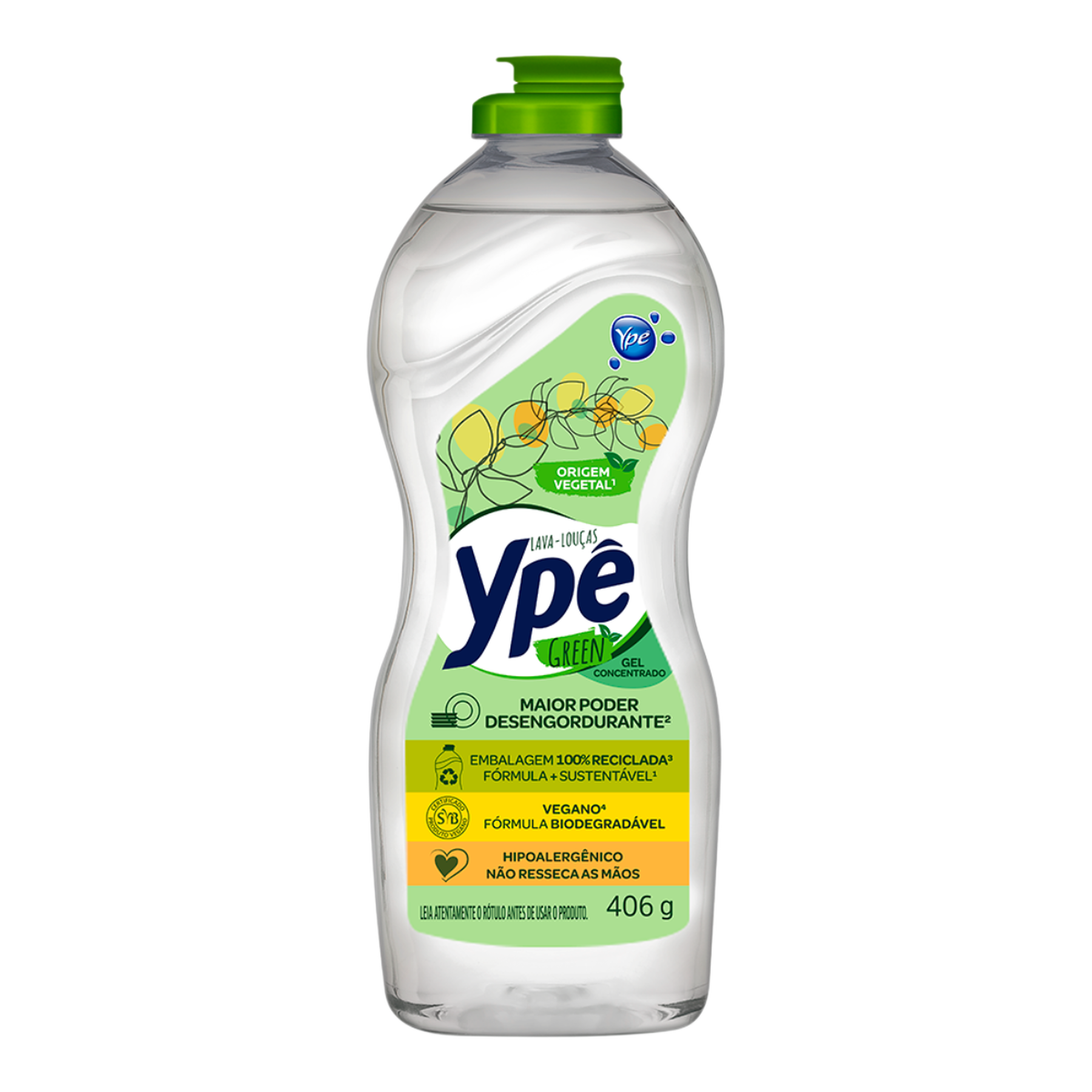 Detergente Lava-Lou&ccedil;as Gel Concentrado Yp&ecirc; Green Squeeze 406g