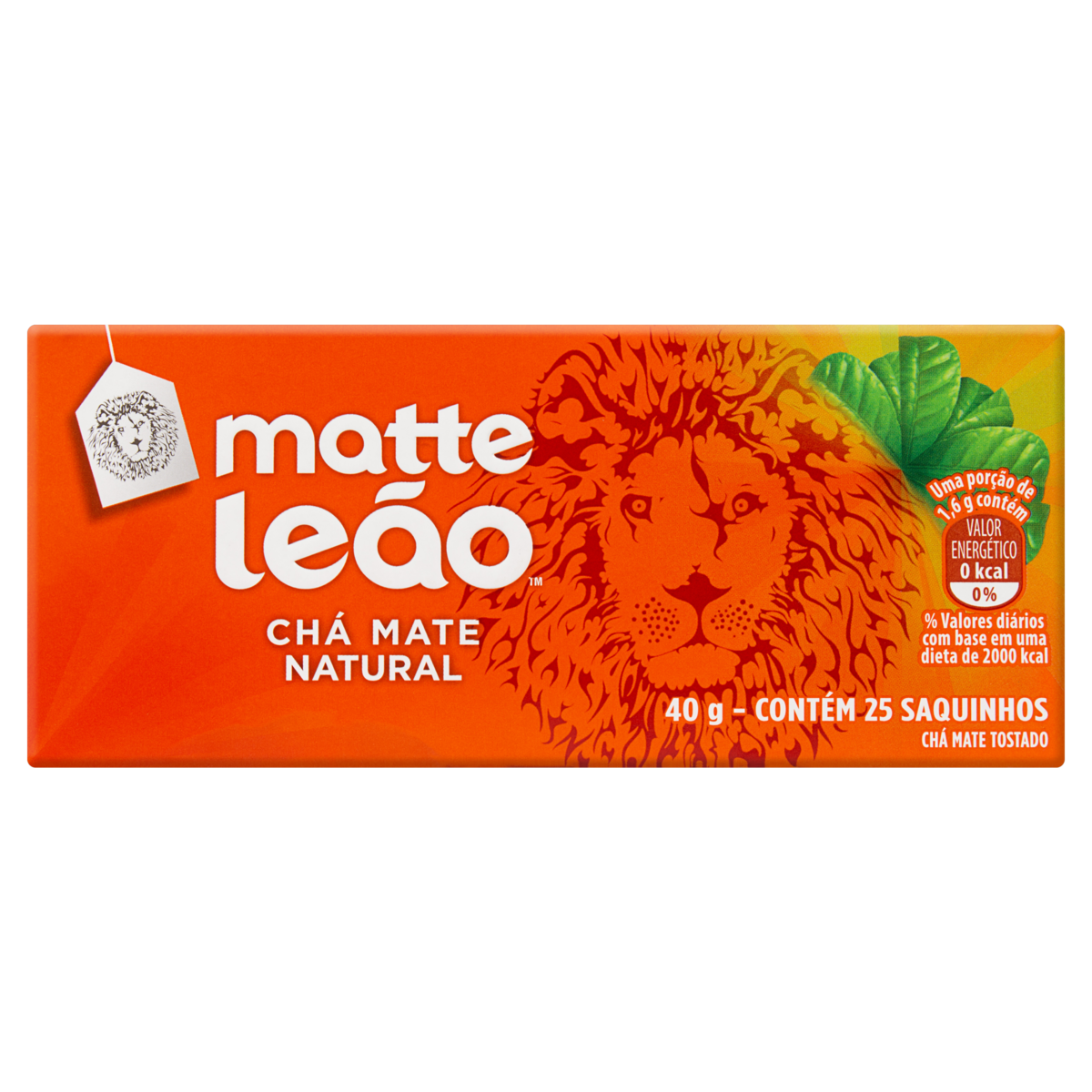 Ch&aacute; Mate Natural Matte Le&atilde;o Caixa 40g 25 Unidades