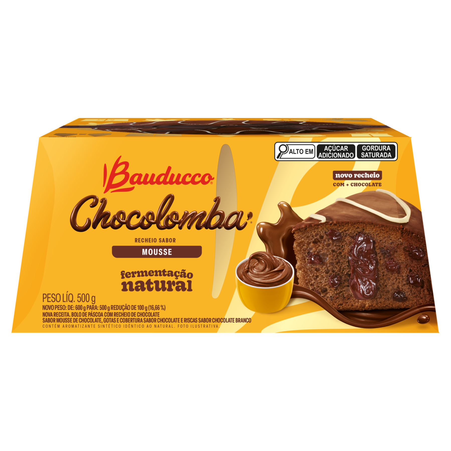Chocolomba Recheio Mousse com Gotas e Cobertura de Chocolate Bauducco Caixa 500g