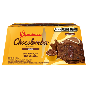 Chocolomba Recheio Mousse com Gotas e Cobertura de Chocolate Bauducco Caixa 500g