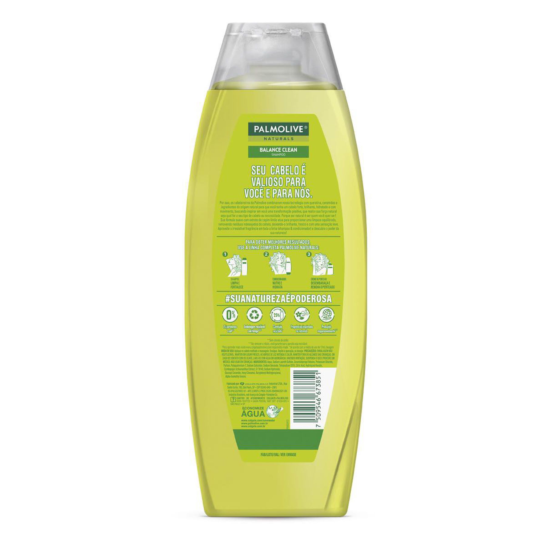 Shampoo Neutro Limpeza Balanceada Capim-Limão Palmolive Naturals Frasco 650ml - Embalagem Tamanho Família