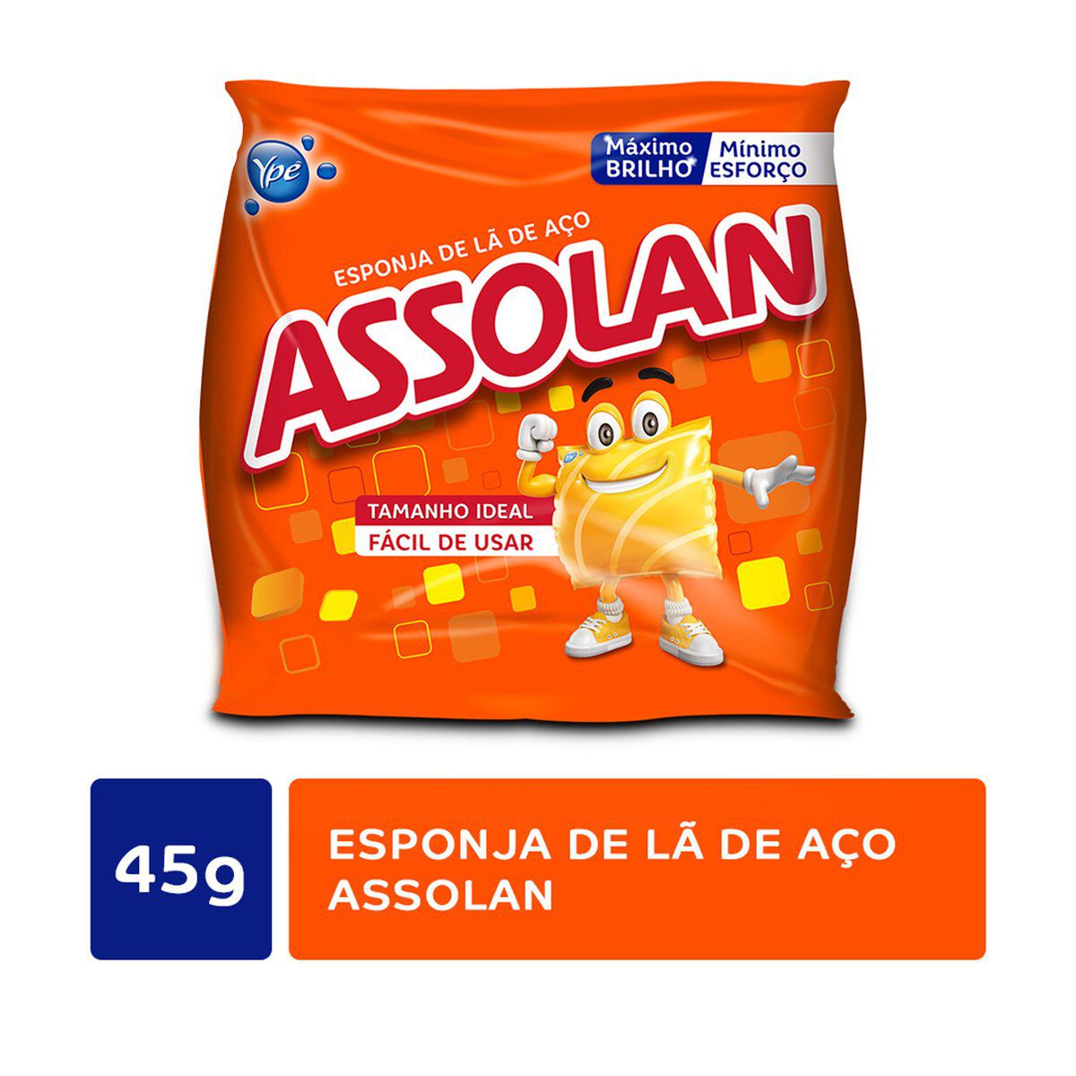 Esponja de L&atilde; de A&ccedil;o Assolan 45g C/8 Unidades