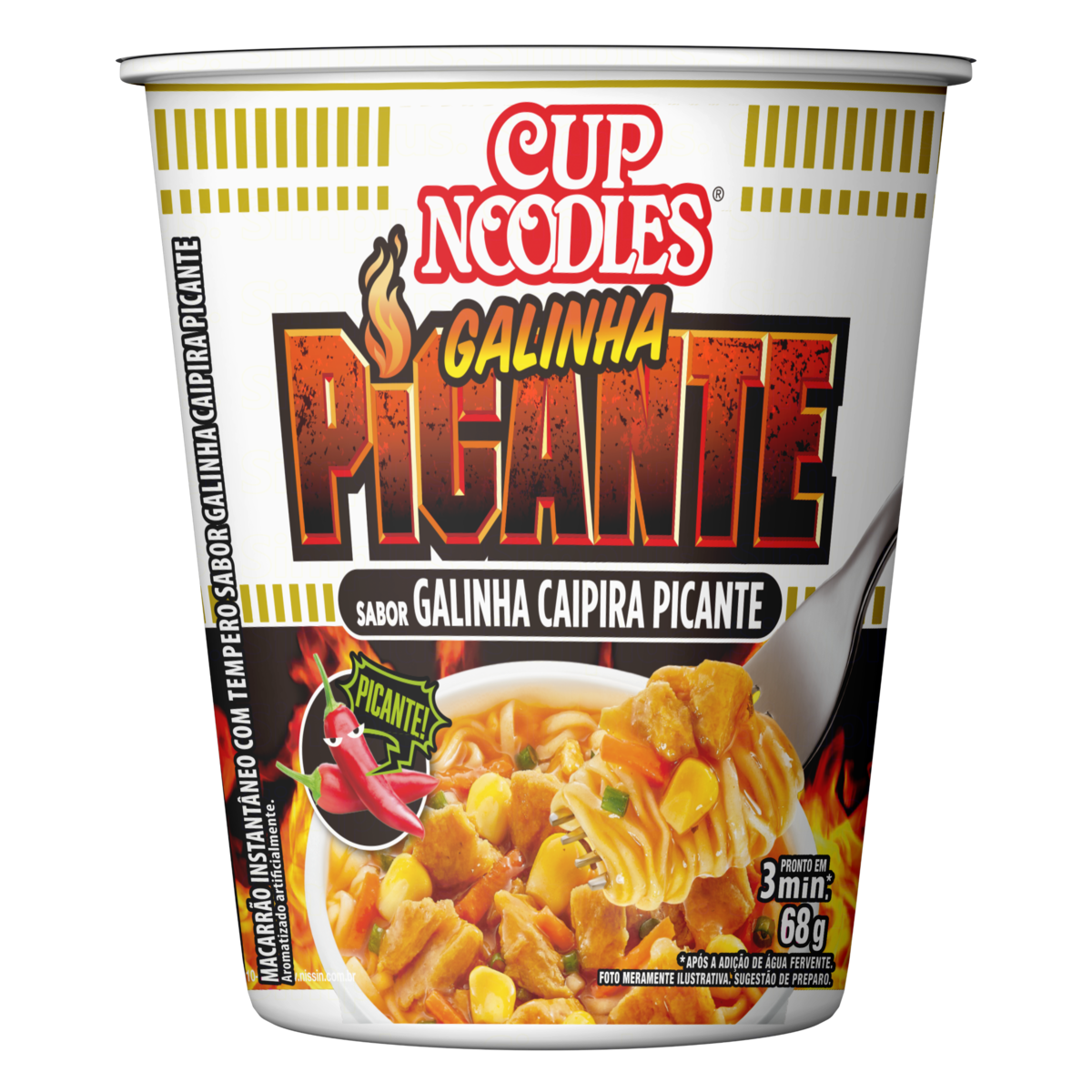 Macarr&atilde;o Instant&acirc;neo Galinha Caipira Picante Nissin Cup Noodles Copo 68g