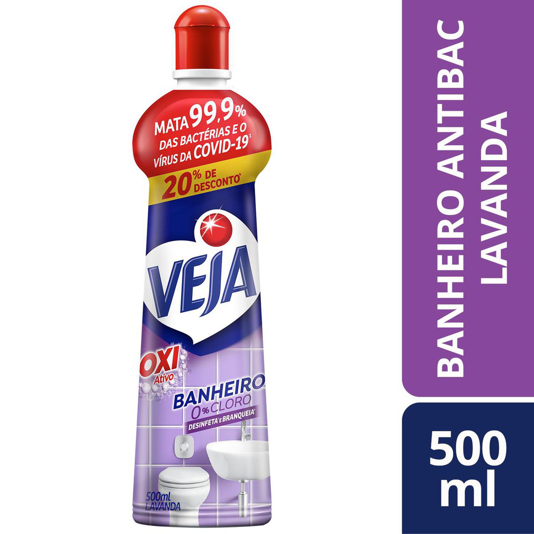 Desinfetante Banheiro Lavanda Veja Squeeze 500ml - Embalagem 20% de Desconto