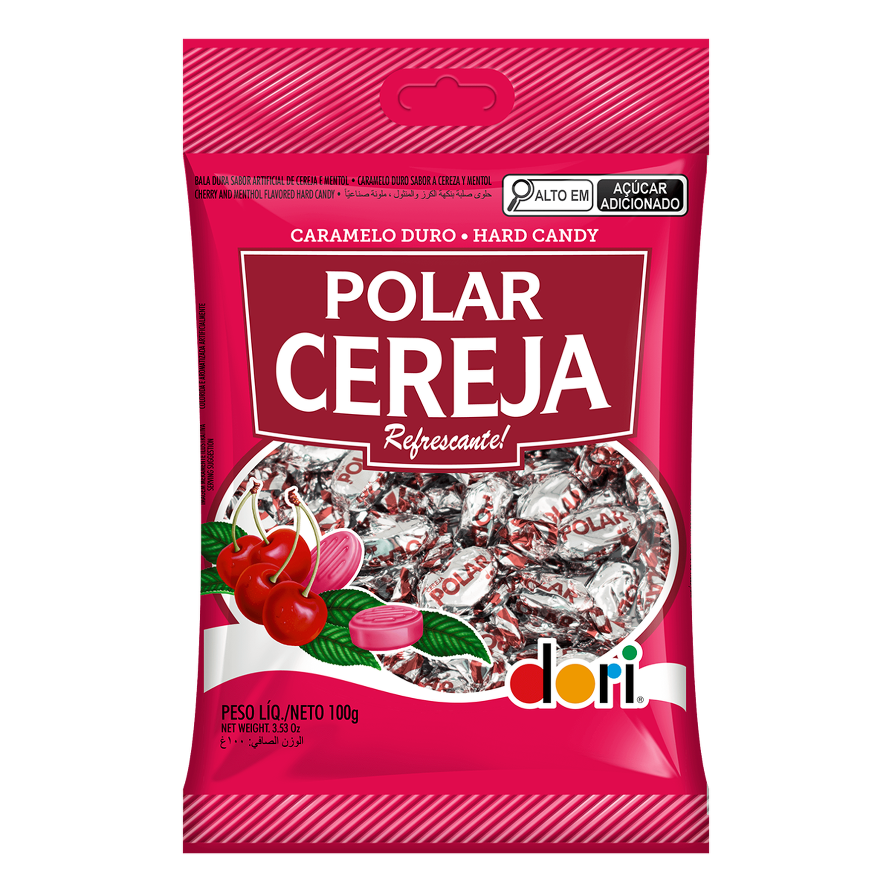 Bala Dura Dori Polar Cereja Pacote 100g
