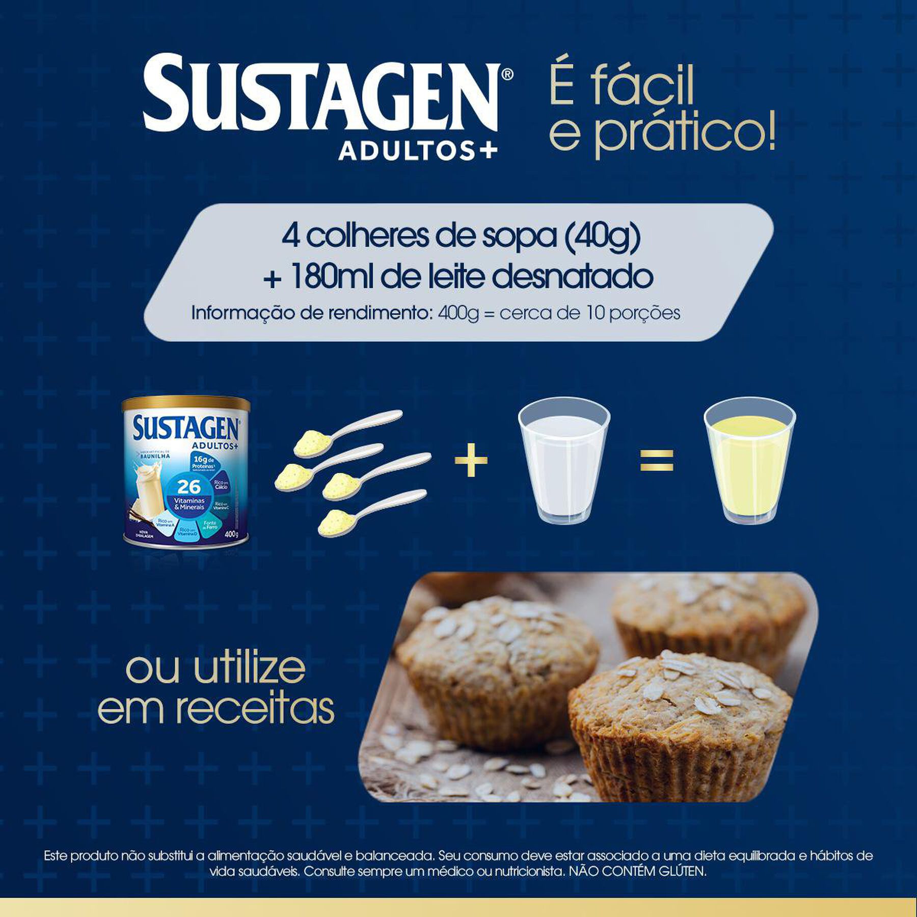 Complemento Alimentar Baunilha Sustagen Adultos+ Lata 400g