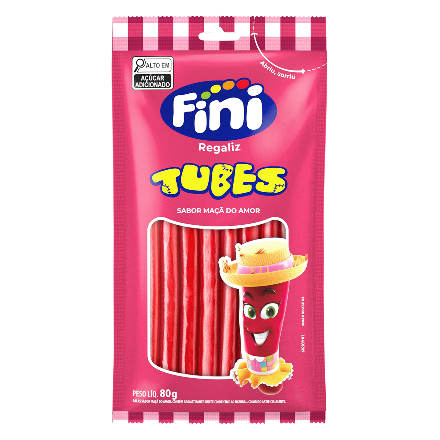 Bala Regaliz Tubes Ma&ccedil;&atilde; do Amor Fini Pacote 80g