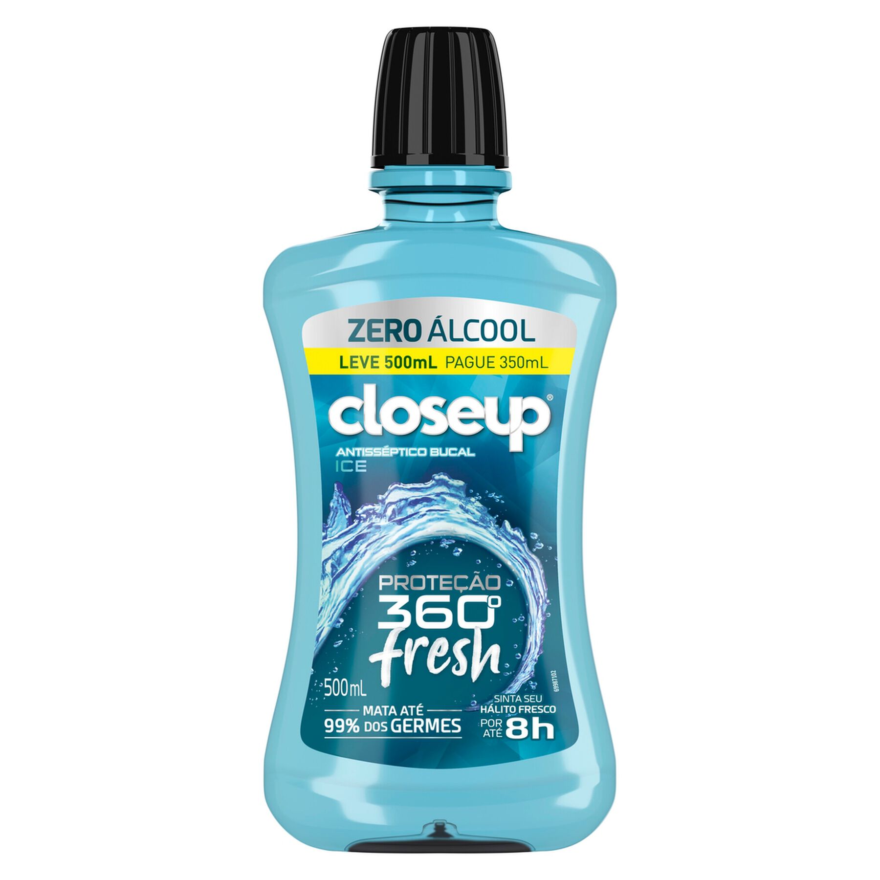 Enxaguante Bucal Antisséptico Zero Álcool Ice Closeup Proteção 360° Fresh Frasco Leve 500ml Pague 350ml