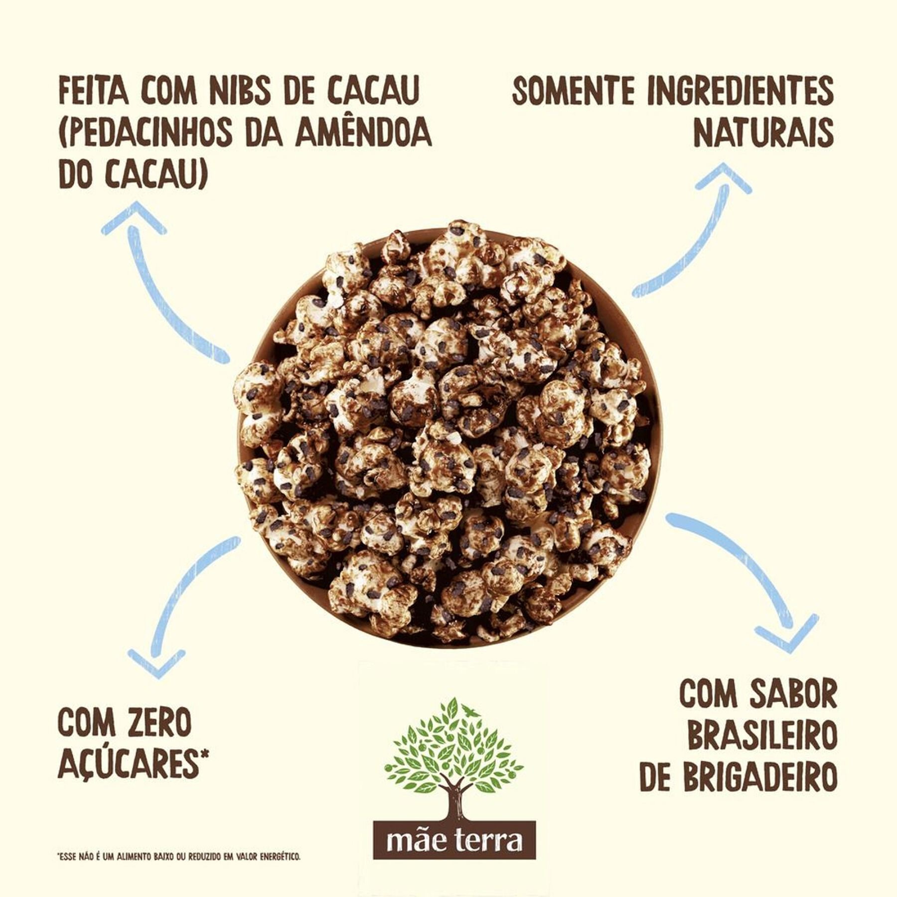 Pipoca Doce Pronta Brigadeiro Zero Açúcares Mãe Terra Pacote 35g