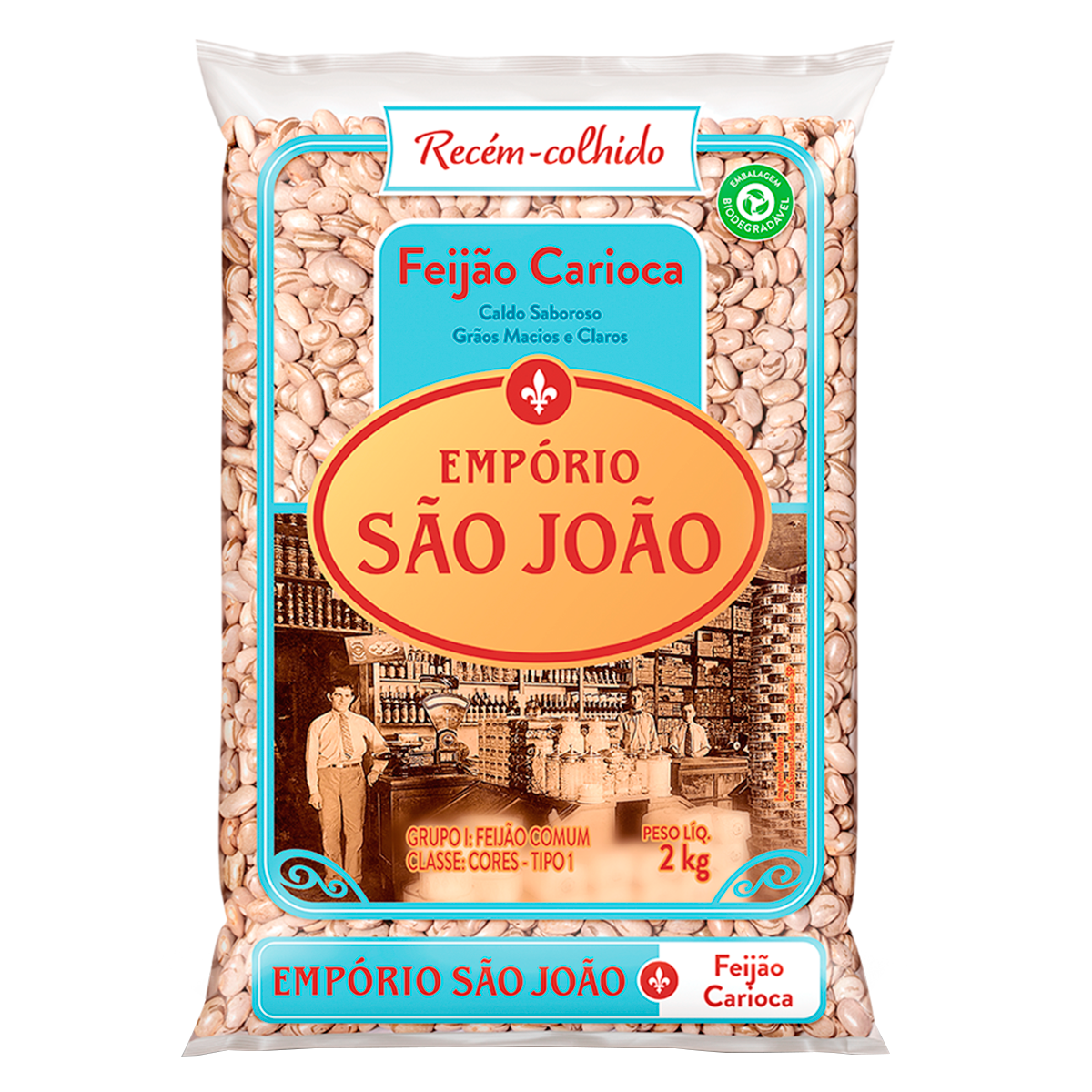 Feij&atilde;o Carioca Emp&oacute;rio S&atilde;o Jo&atilde;o Pacote 2kg