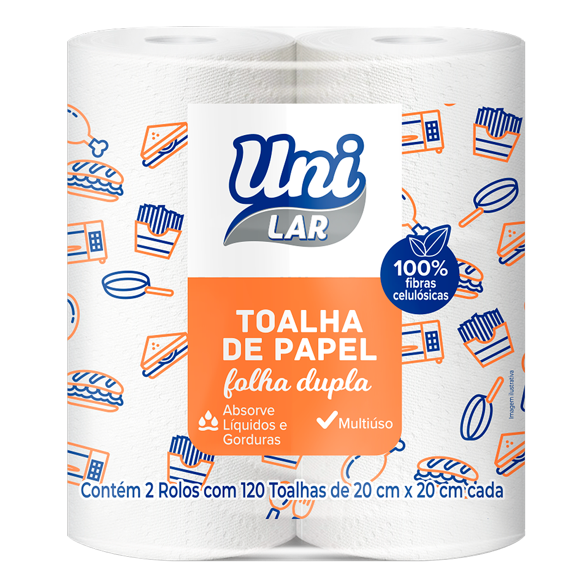 Toalha de Papel Folha Dupla Uni Lar Pacote C/240 Unidades