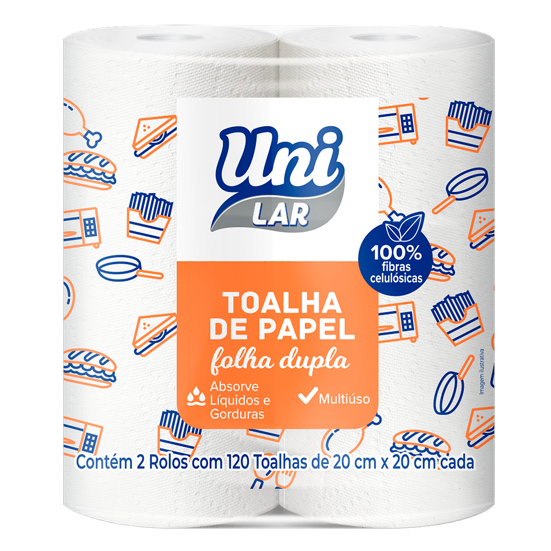 Toalha de Papel Folha Dupla Uni Lar Pacote C/240 Unidades