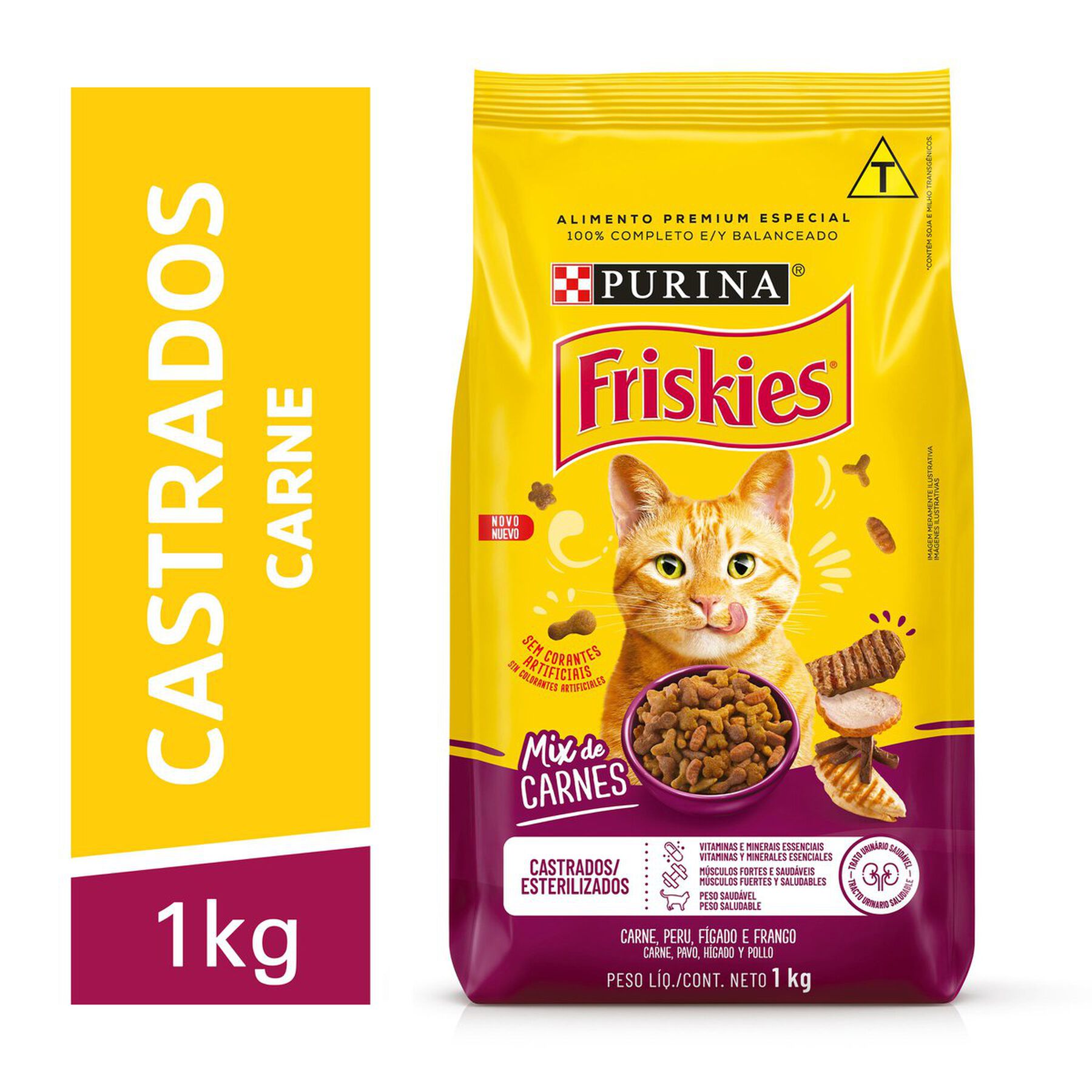 Alimento para Gatos Castrados Mix de Carnes Purina Friskies Pacote 1kg