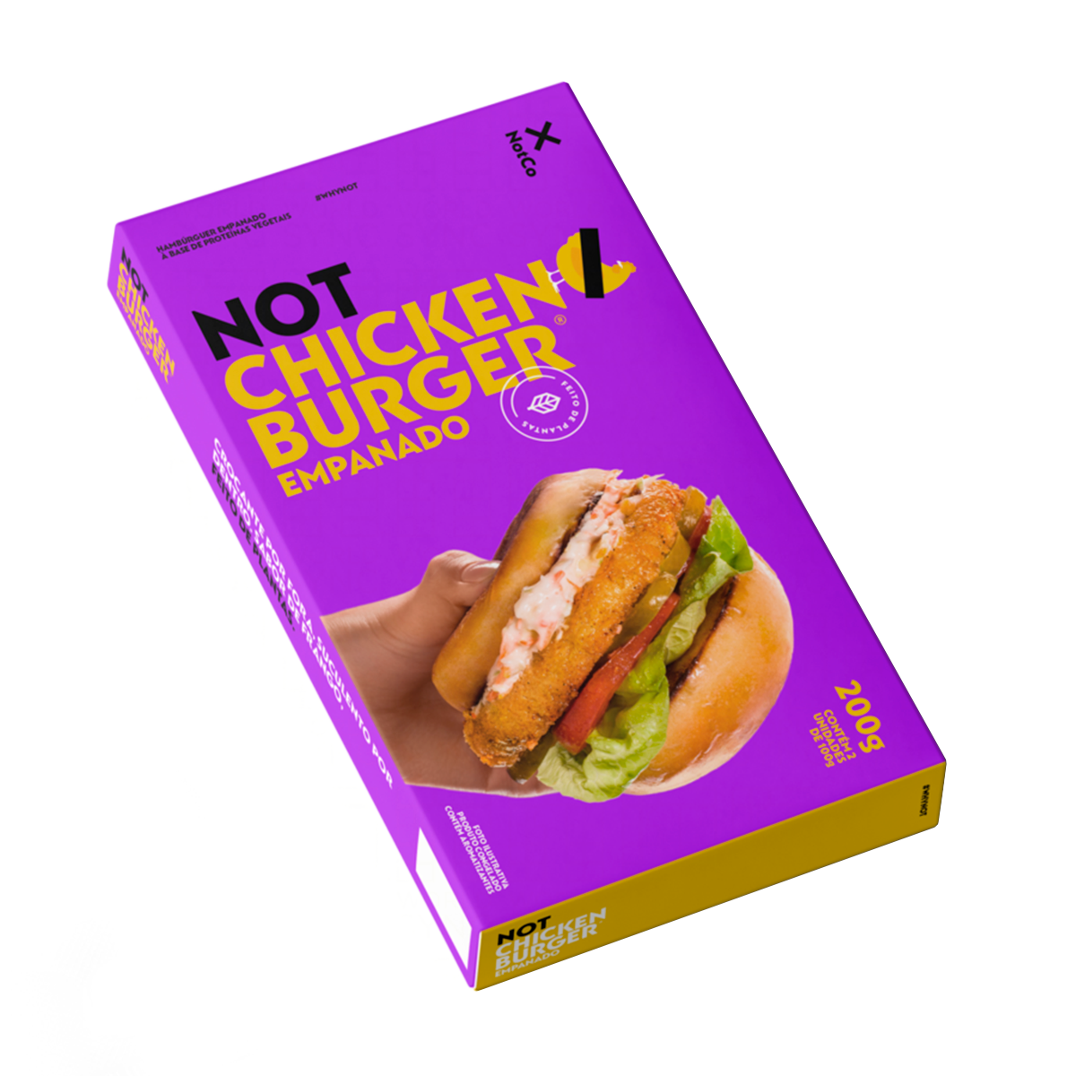 Hamb&uacute;rguer Vegetal Empanado Not Chicken Burger NotCo Caixa 200g C/2 Unidades