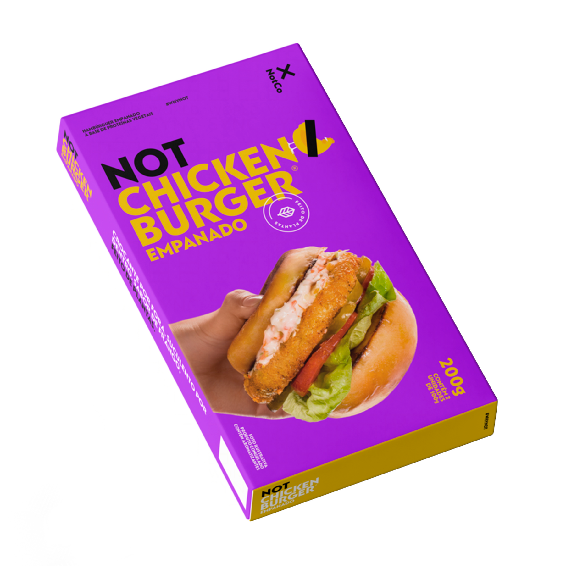 Hamb&uacute;rguer Vegetal Empanado Not Chicken Burger NotCo Caixa 200g C/2 Unidades