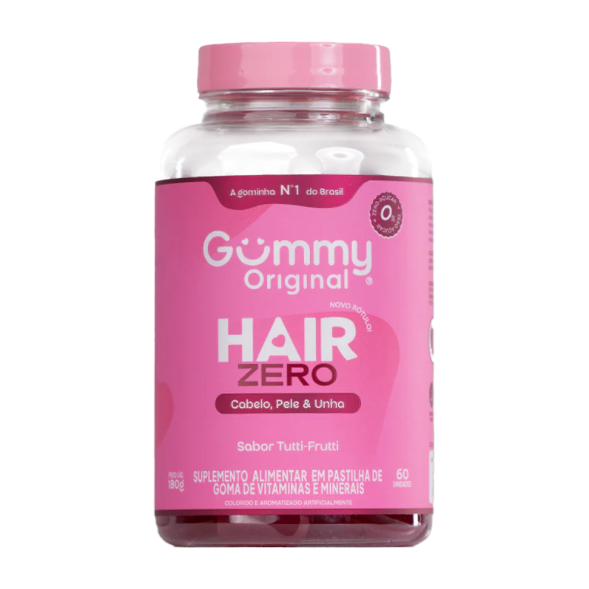 Suplemento Alimentar em Pastilhas de Goma Tutti Frutti Hair Zero Gummy Frasco 180g