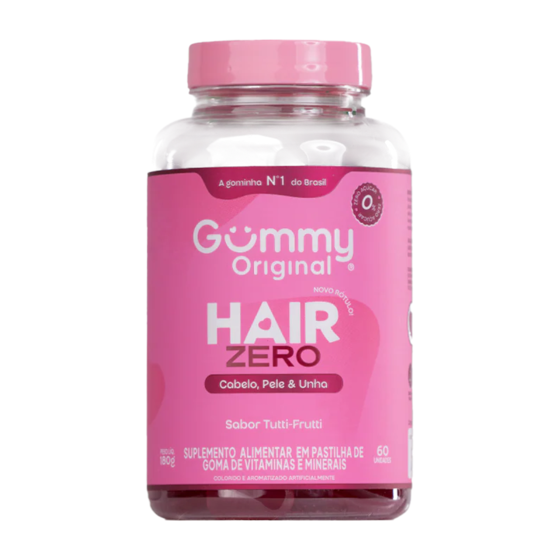 Suplemento Alimentar em Pastilhas de Goma Tutti Frutti Hair Zero Gummy Frasco 180g