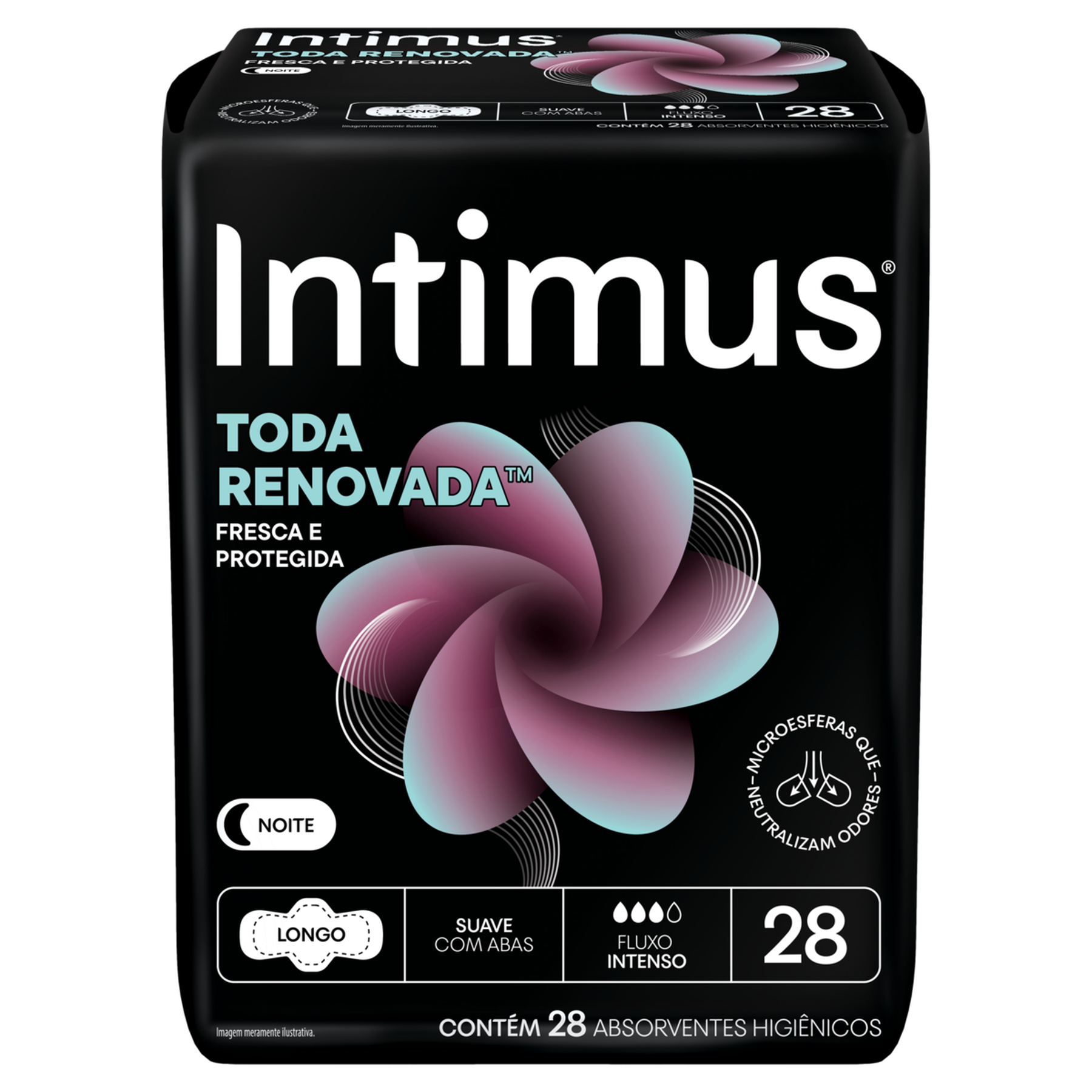 Absorvente com Abas Noite Suave Longo Toda Renovada Intimus Pacote 28 Unidades