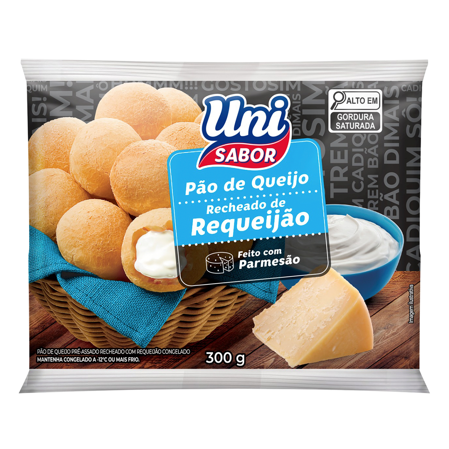 Pão de Queijo Recheado de Requeijão Uni Sabor Pacote 300g