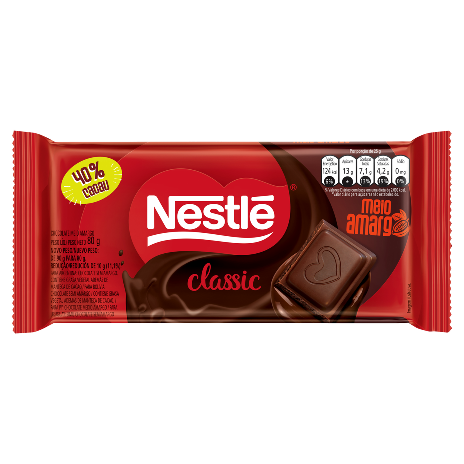 Chocolate Nestl&eacute; Classic Meio Amargo Tablete 80g&nbsp;