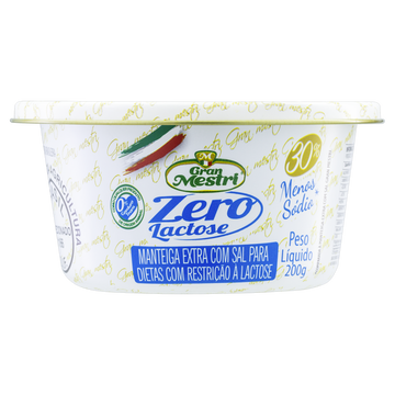 Manteiga Extra com Sal Zero Lactose Gran Mestri Lata 200g