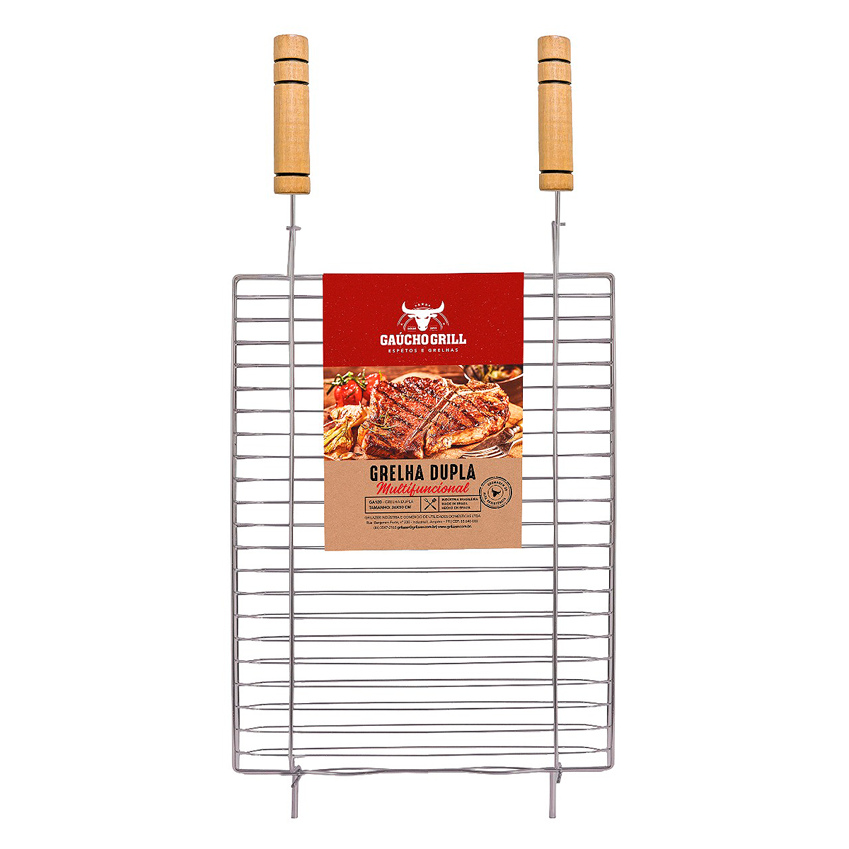 Grelha Dupla Ga&uacute;cho Grill Grilazer 36x50cm
