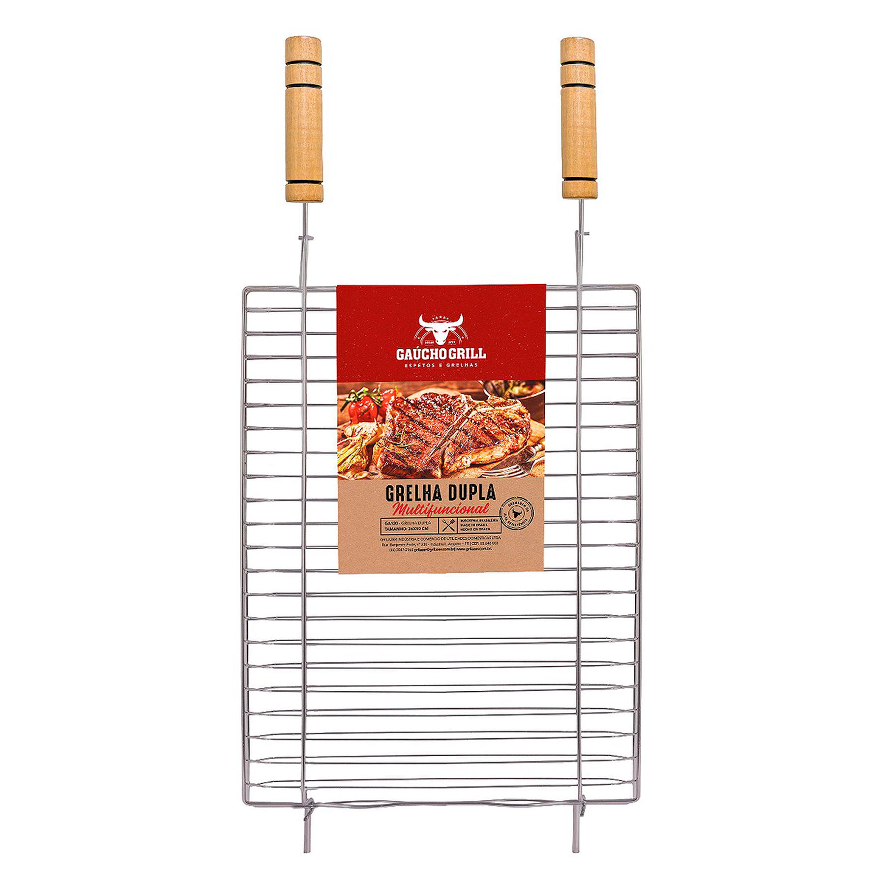 Grelha Dupla Ga&uacute;cho Grill Grilazer 36x50cm