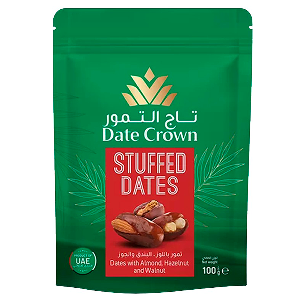 T&acirc;maras Recheadas com Am&ecirc;ndoas, Avel&atilde;s e Nozes Stuufed Dates Date Crown 100g