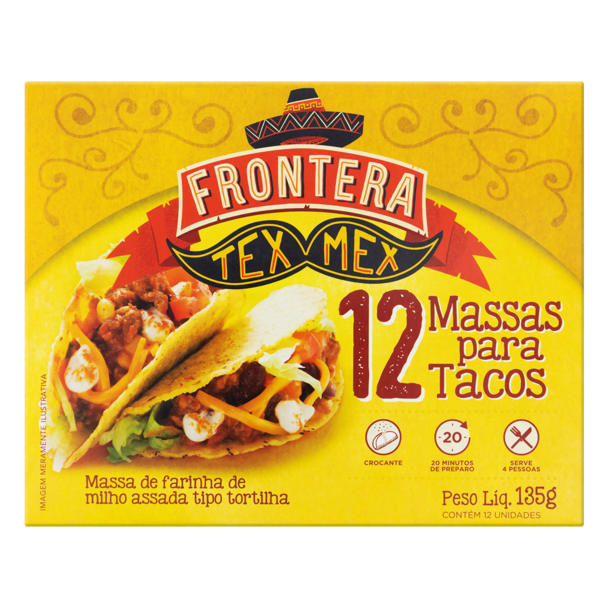 Massa para Tacos Frontera Tex Mex Caixa 135g C/12 Unidades