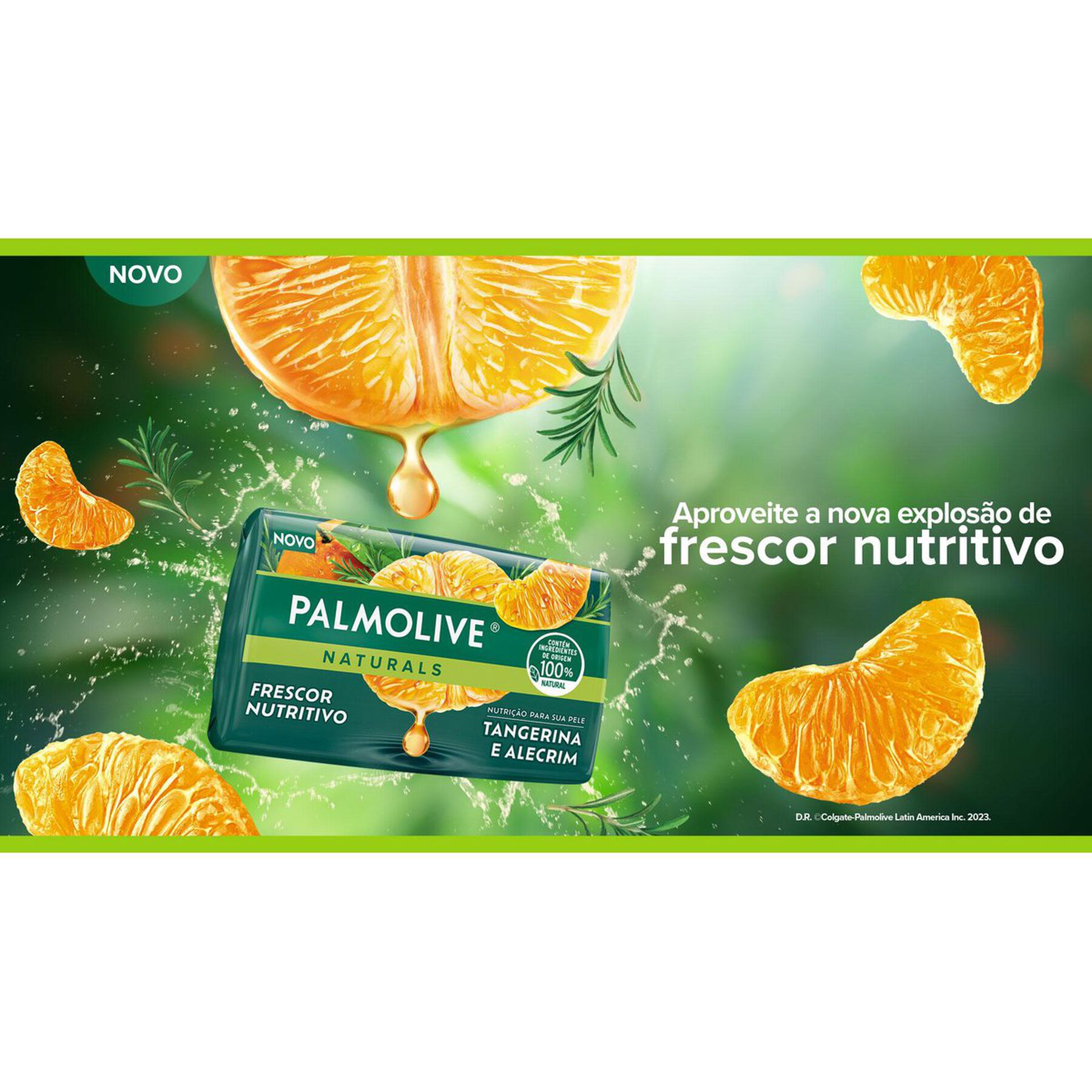 Sabonete em Barra Frescor Nutritivo Tangerina e Alecrim Palmolive Naturals Envoltório 150g - Embalagem Tamanho Familiar