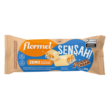 Barra de Amendoim Cookies n' Cream Zero Sensah! Flormel Pacote 30g