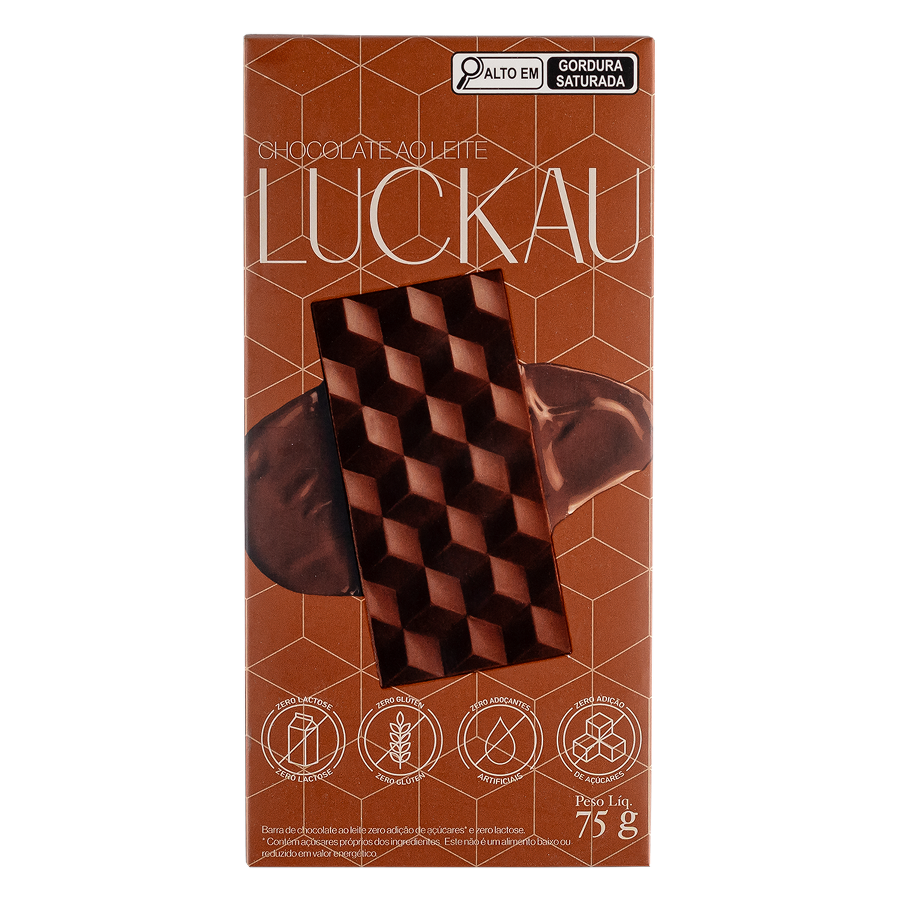 Chocolate ao Leite Zero Luckau 75g&nbsp;