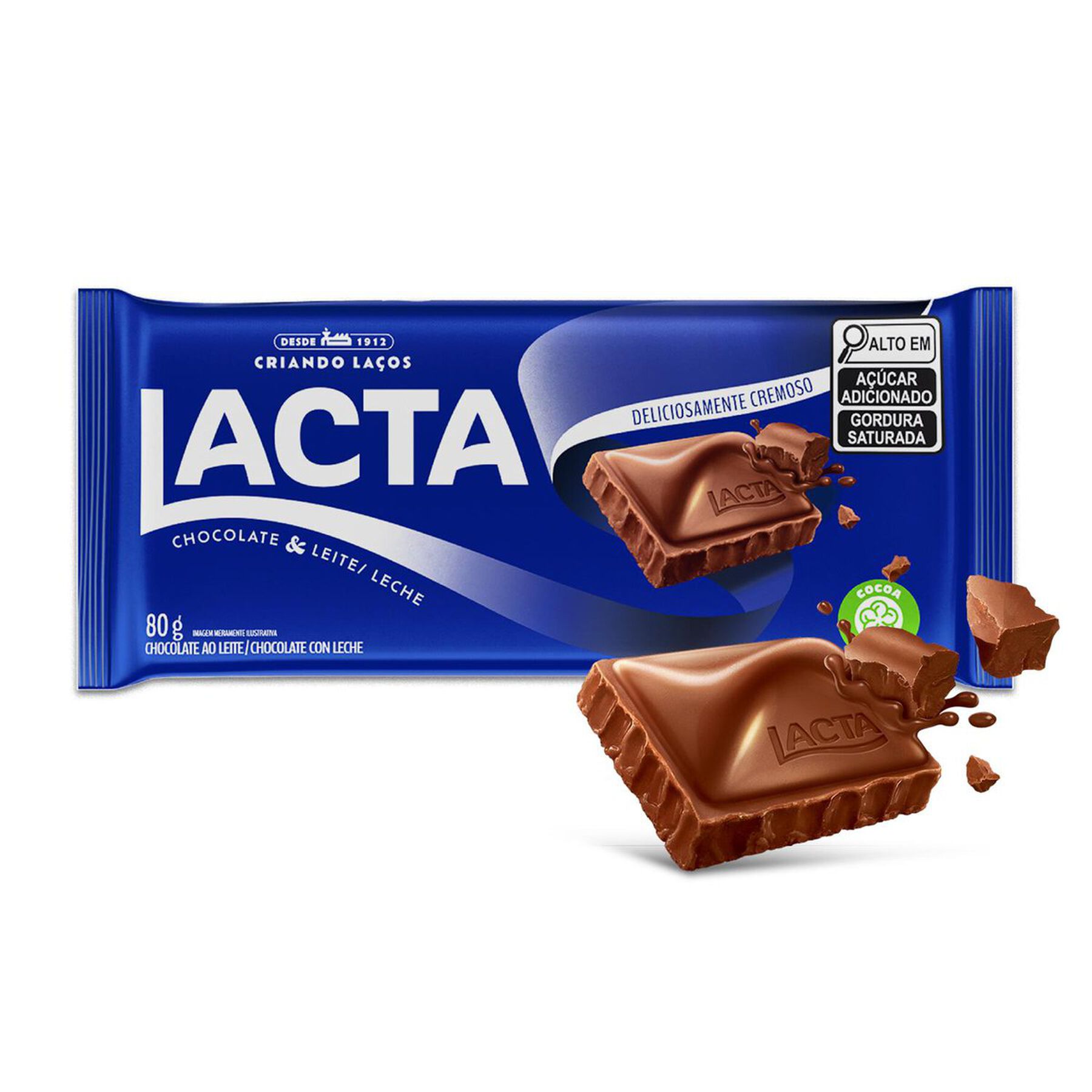 Barra de Chocolate ao Leite Lacta Pacote 80g