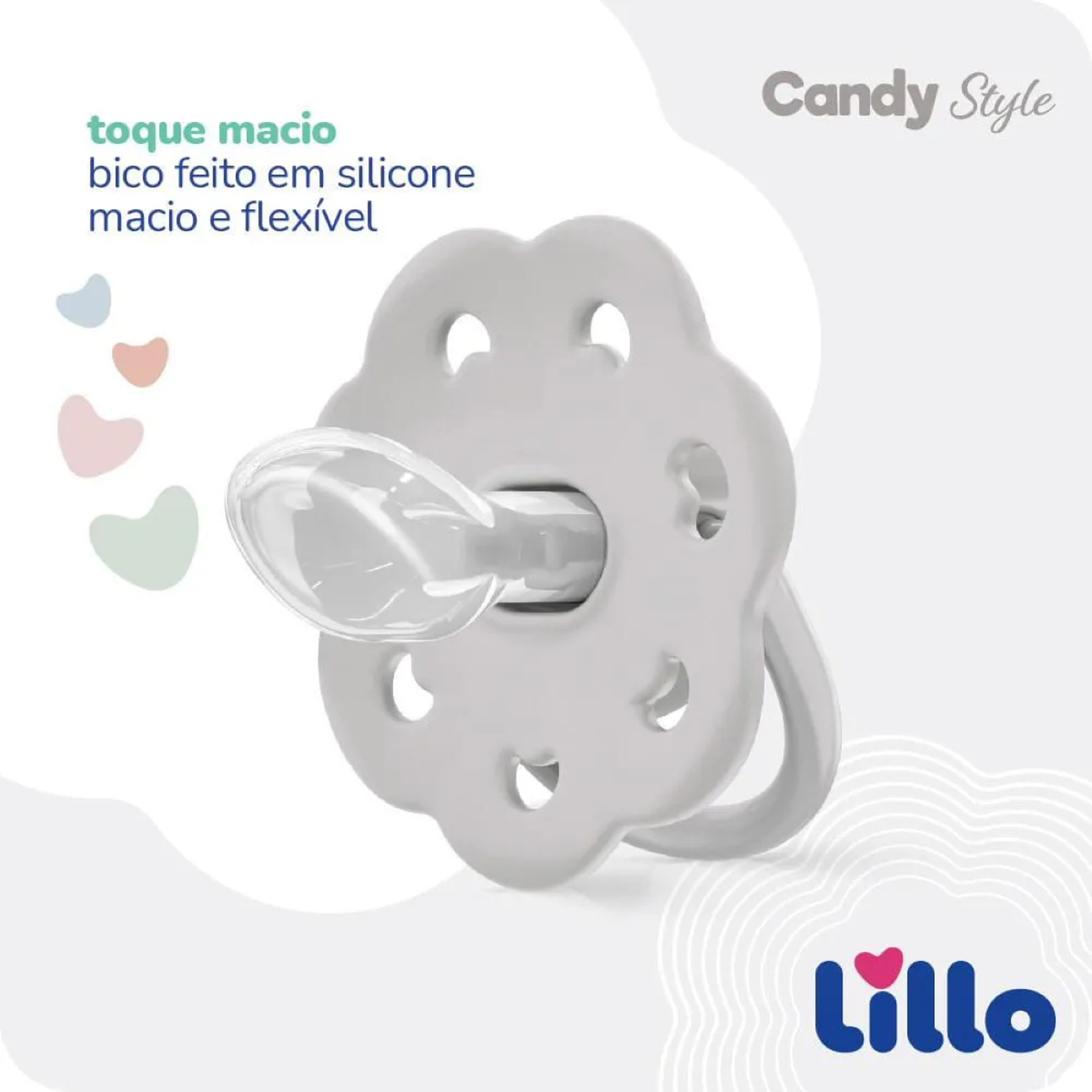 Chupeta com Bico em Silicone Candy Neutra Lillo 6m+