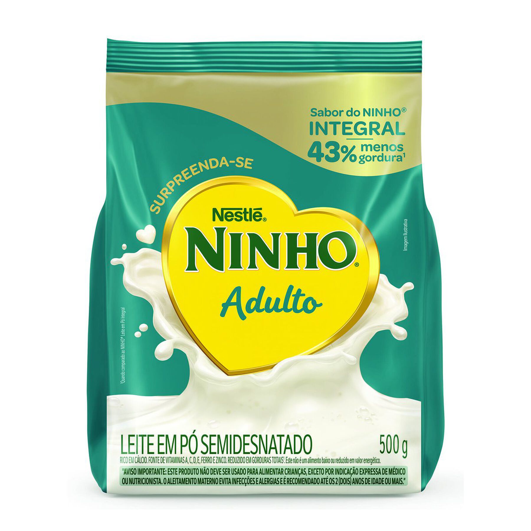 Leite em P&oacute; Semidesnatado Adulto Ninho Nestl&eacute; Pacote 500g