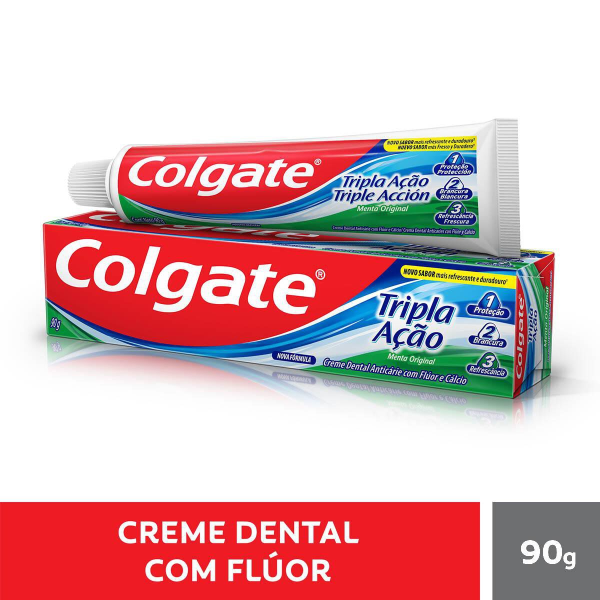 Creme Dental Menta Original Colgate Tripla A&ccedil;&atilde;o Caixa 90g