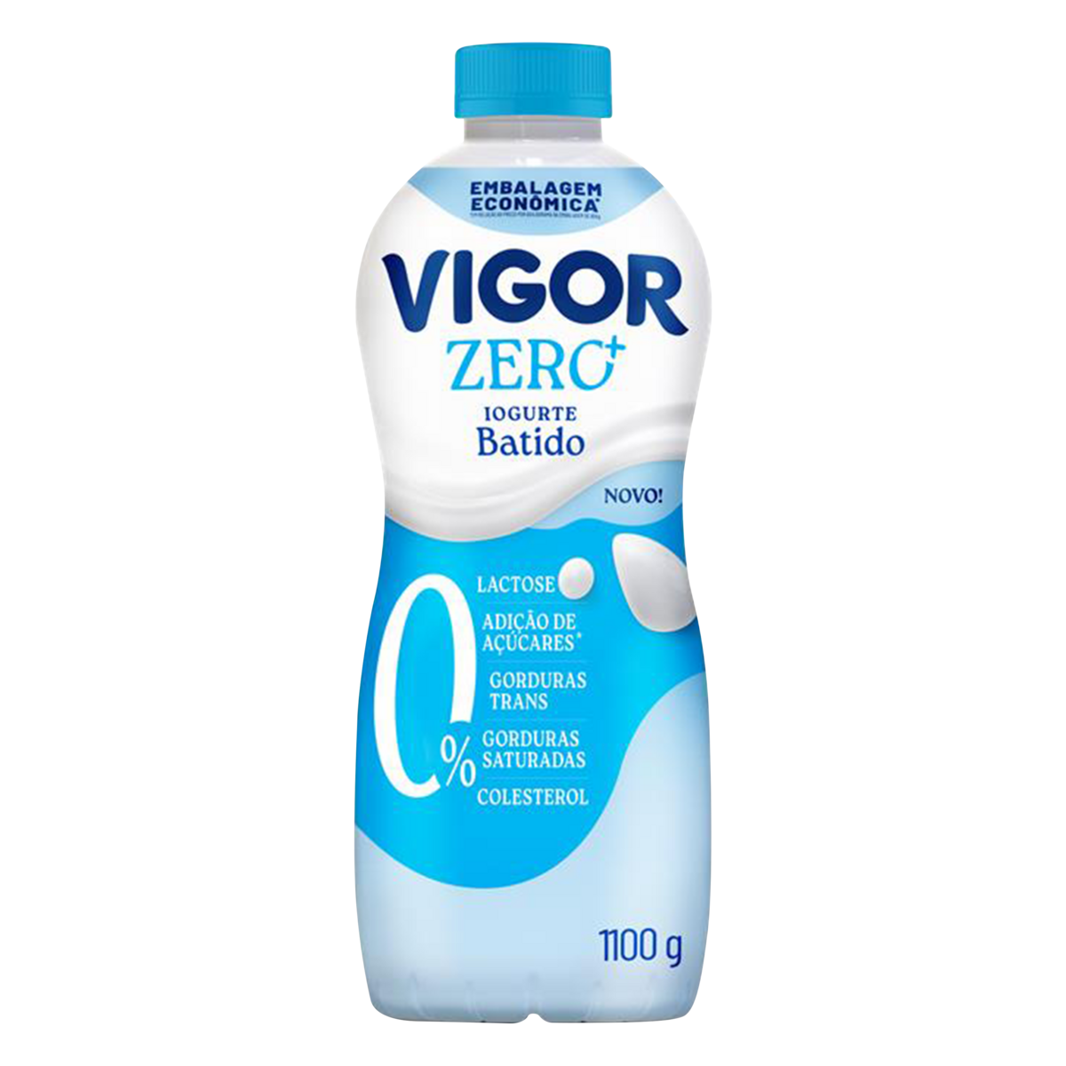 Iogurte Desnatado Batido Zero+ Vigor Garrafa 1100g - Embalagem Econ&ocirc;mica