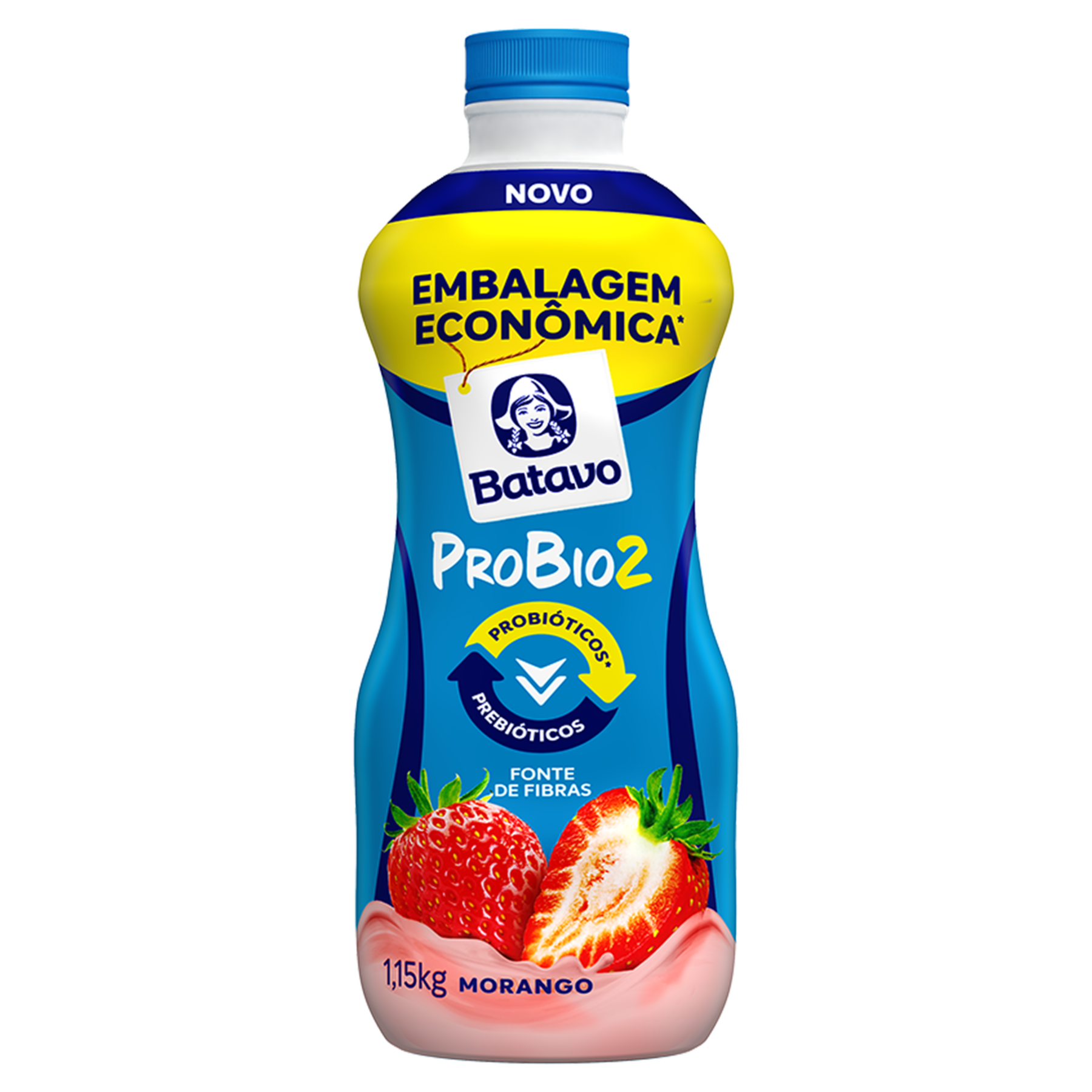 Iogurte Parcialmente Desnatado Morango Batavo Probio2 Garrafa 1,15kg