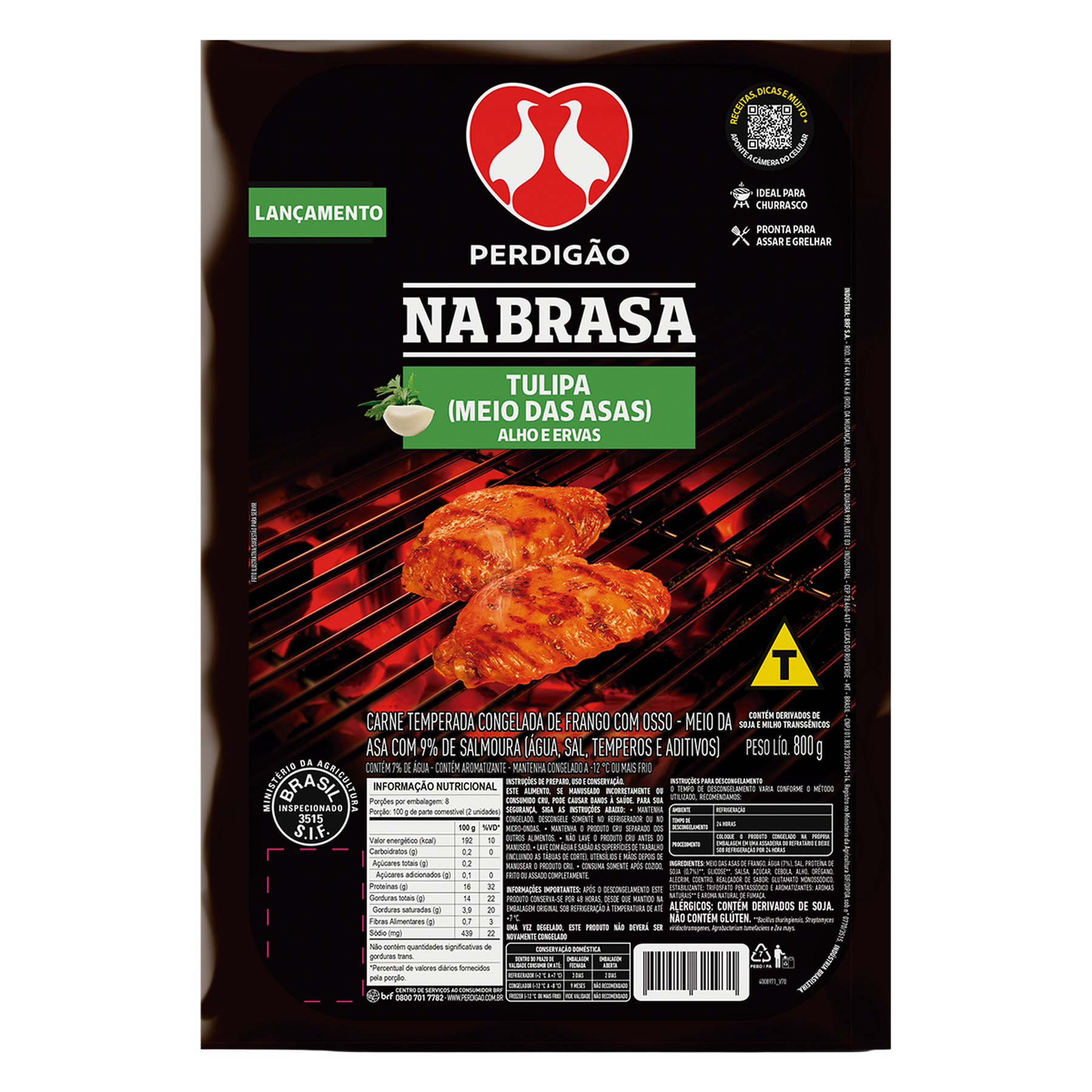 Tulipa de Frango Perdig&atilde;o Na Brasa Pacote 800g