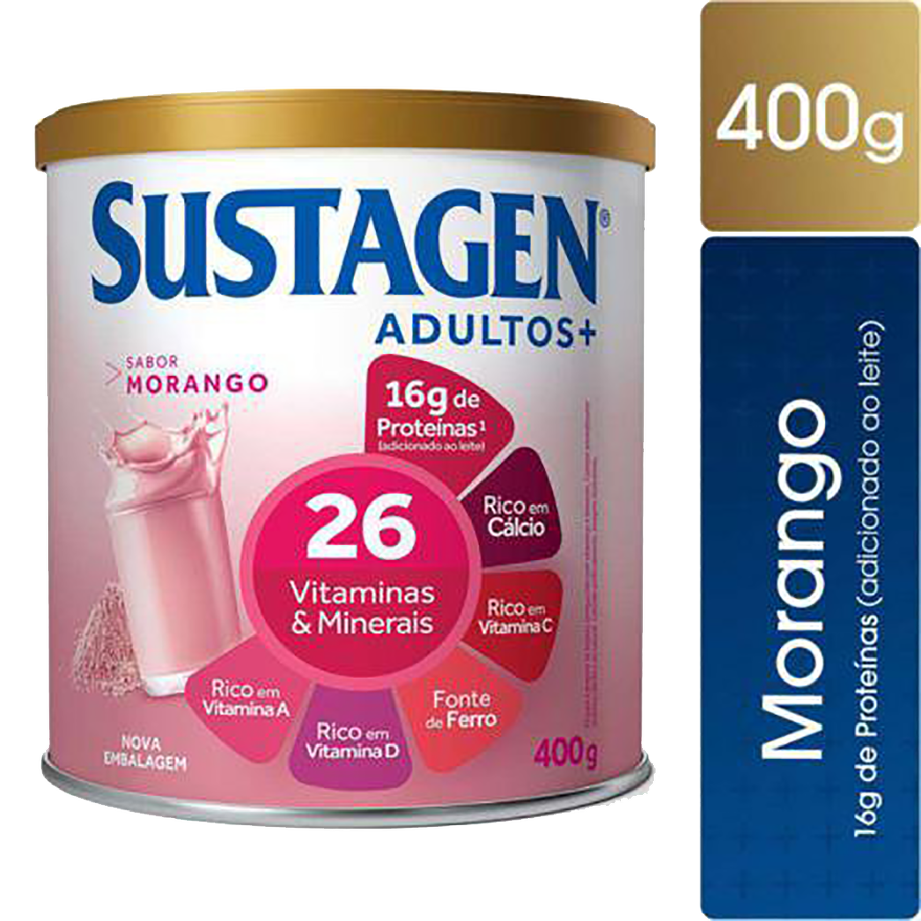 Complemento Alimentar Morango Sustagen Adultos+ Lata 400g